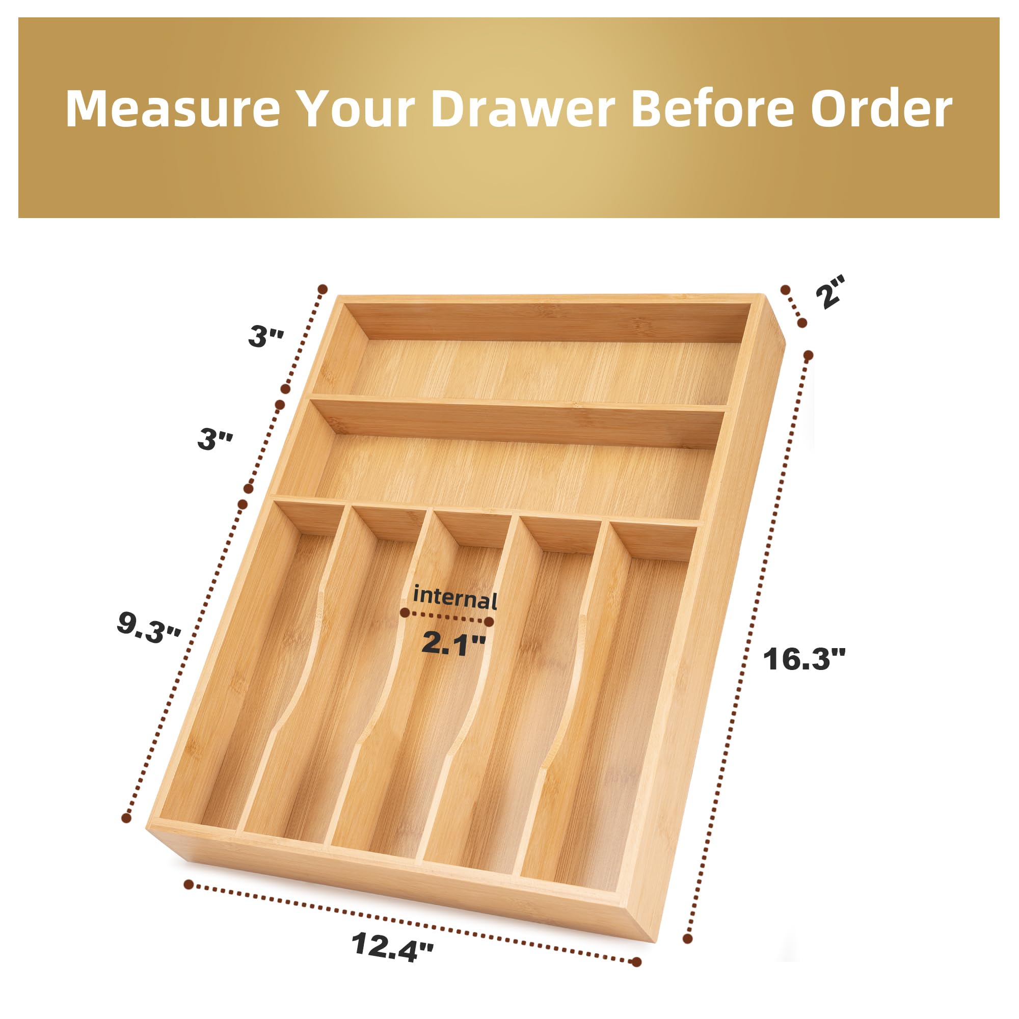 Silverware Organizer Bamboo Kitchen Drawer Organizer Utensil Organizer Silverware Holder Cutlery Organizer in drawer Flatware Organizer Tray