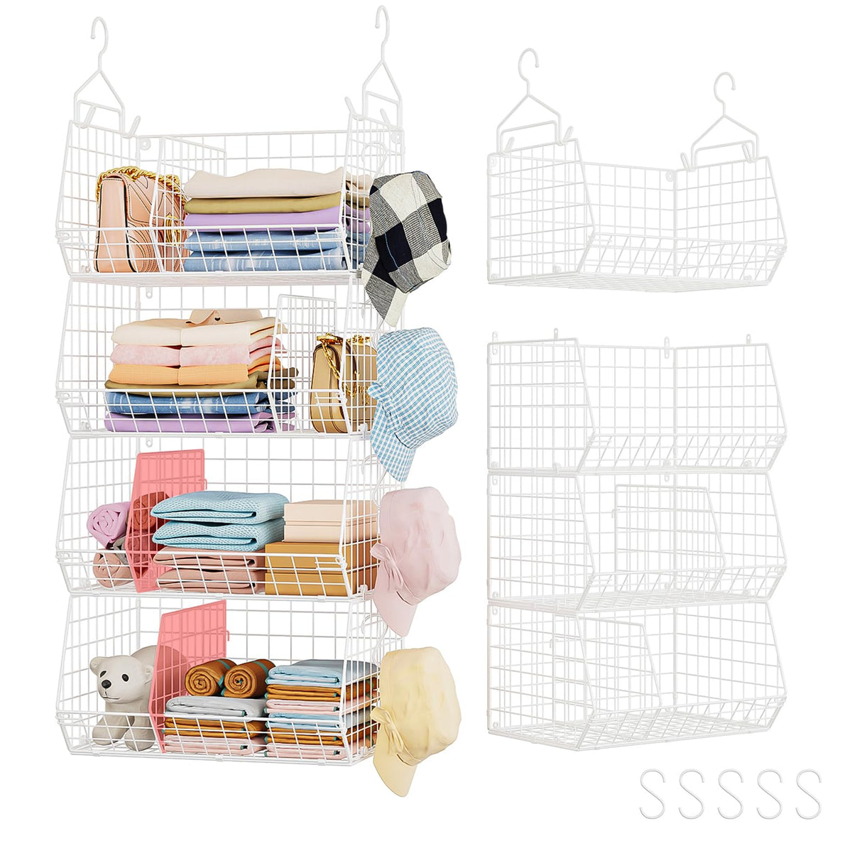 4 Tier Extra Large Hanging Closet Organizer (4 Count)