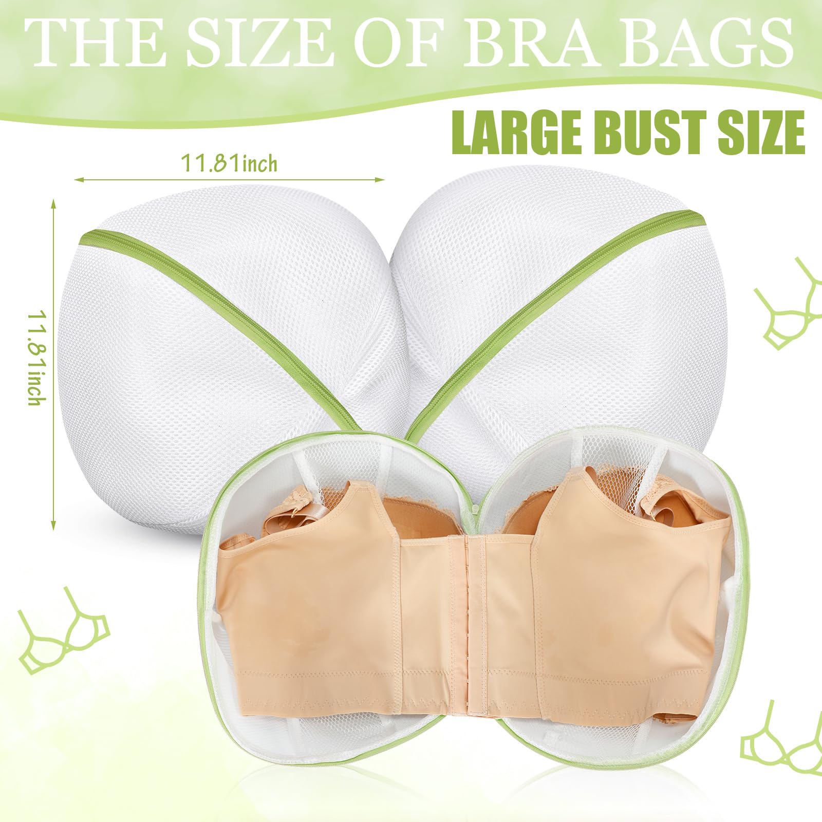 6 Pcs Bra Washing Bag for Laundry Storage Women 11.81 Inch Green (6 Count)