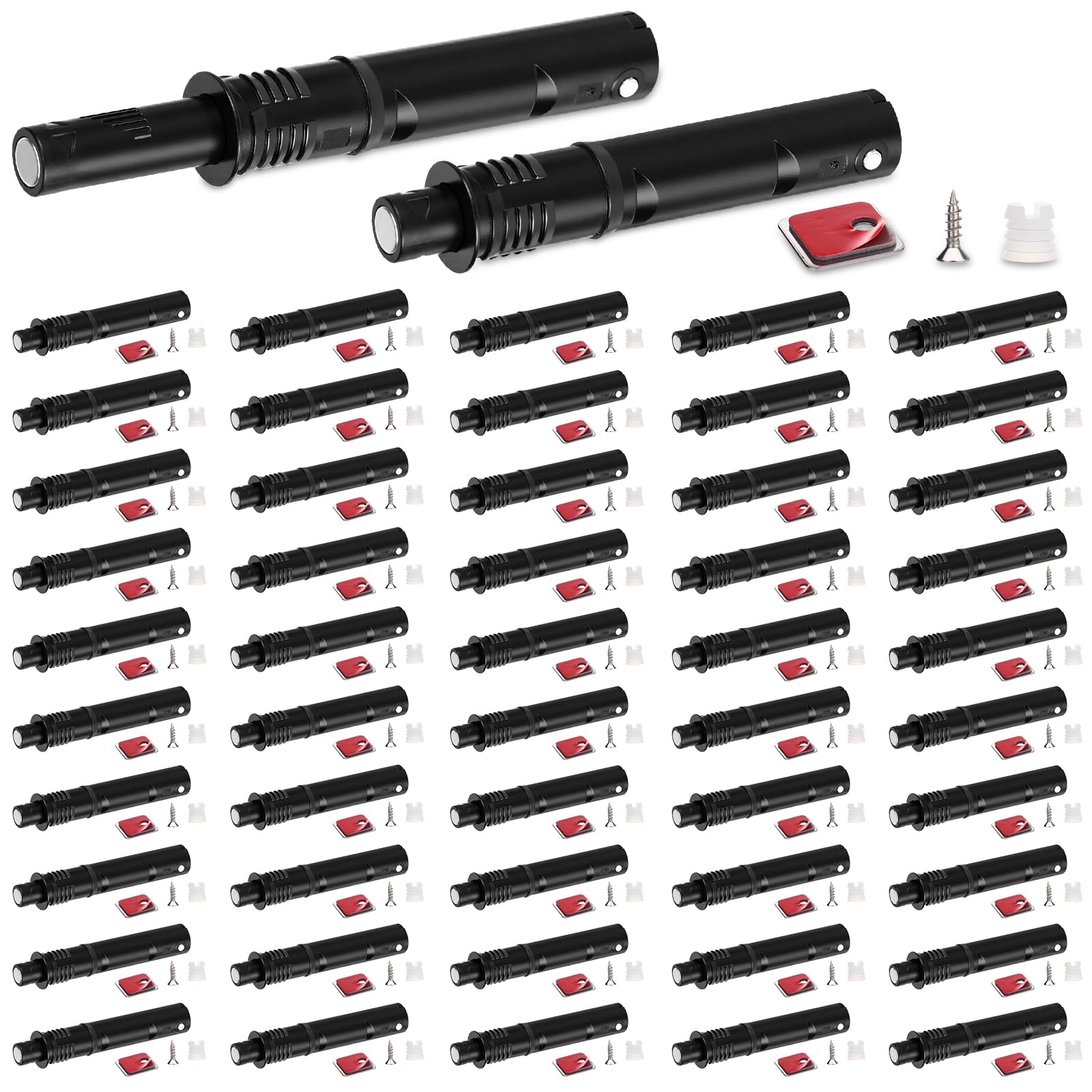 50 Pack Magnetic Push Latches for Cabinet Door 2.87 Inches Short Push to Open Cabinet Hardware Pop up Lock Magnetic Latch for Closet Cupboard Wine Rack Dresser Drawer Sliding Door (50 Count)