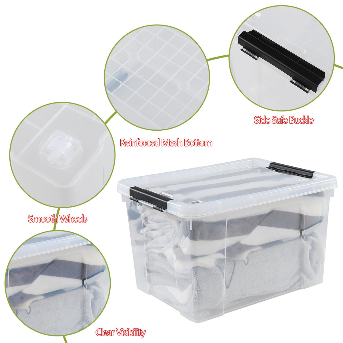 34 Quart Clear Storage Bins with Lid (4 Count)