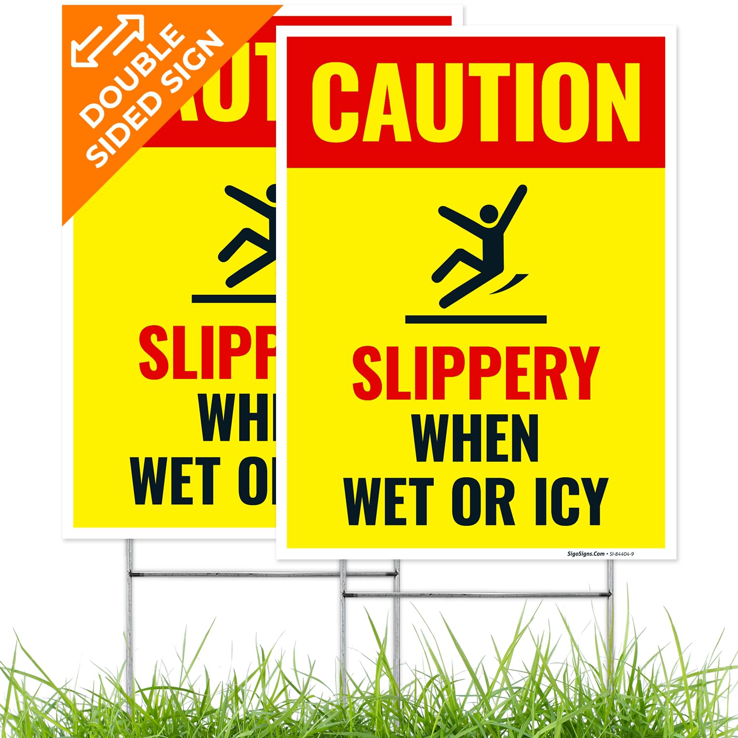 Caution Slippery When Wet or ICY Sign