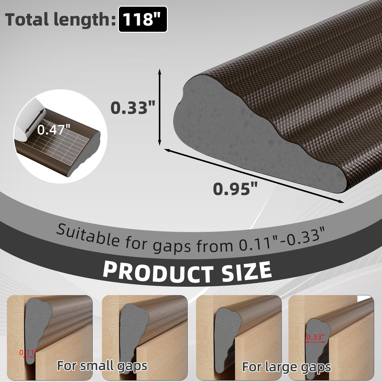 118" Wedge Weather Stripping Door Seal Strip for Door Frame & Window (9.8333 Foot)