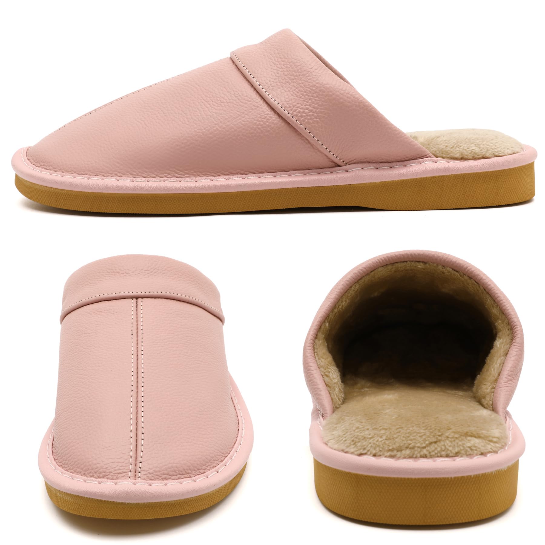 Genuine Leather Slippers for Women Men