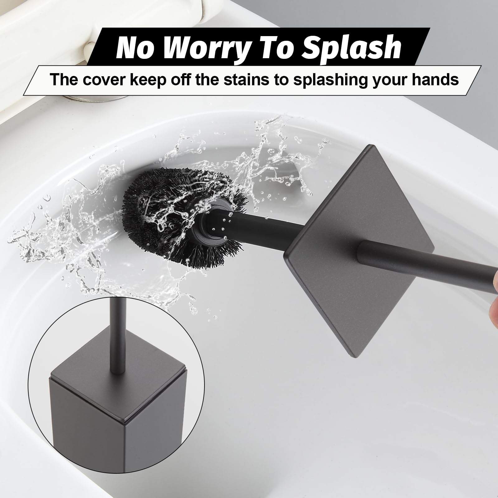 Toilet Brush with Holder Set Gun Grey Aluminium Standing for Bathroom Toilet Bowl Cleaner Brush and Holder Set