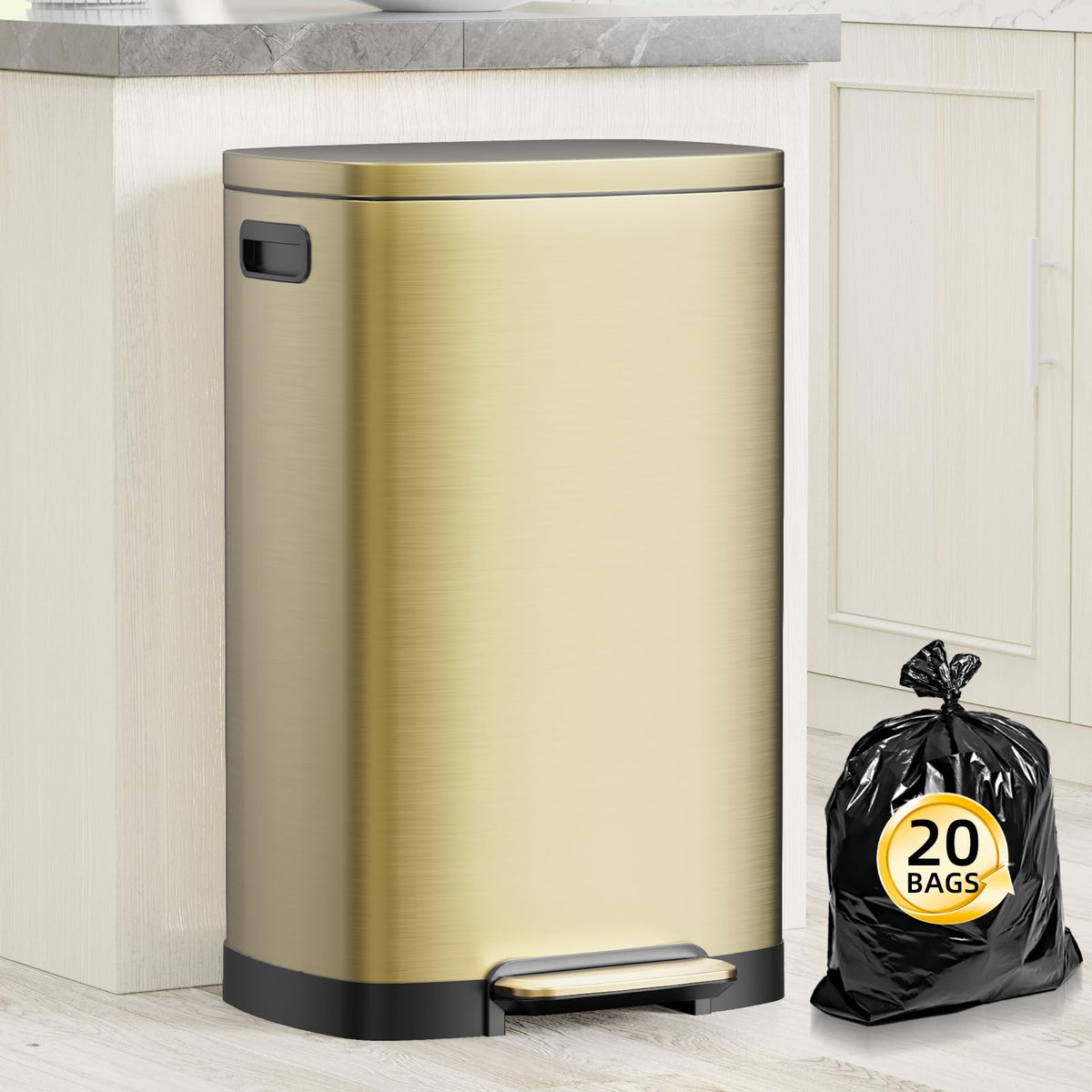 13 Gallon Trash Can with Lid (40 Count)