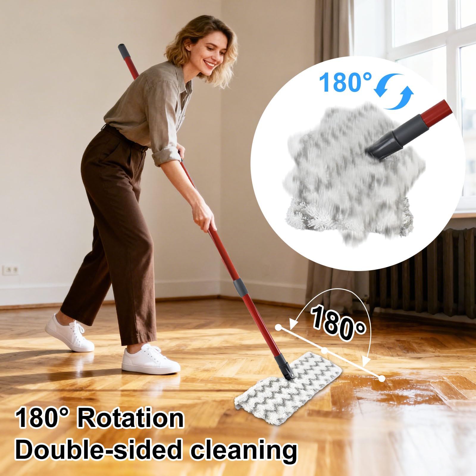 Mops for Floor Cleaning with 58" Long Handle and 4 Microfiber Mop Pads - ModHome Supplies
