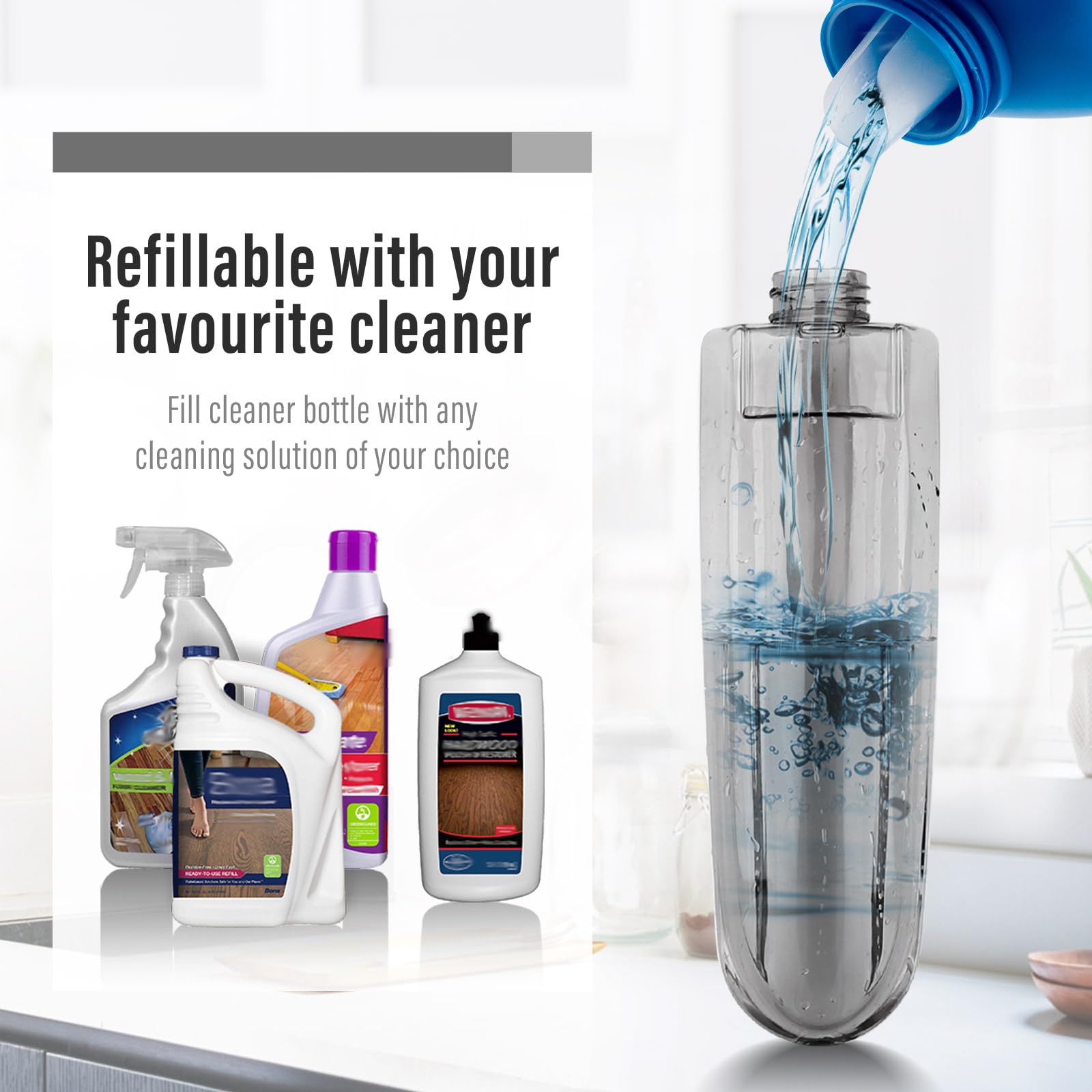 Microfiber Hardwood Floor Spray Mop with 3 Pads & Refillable Bottle