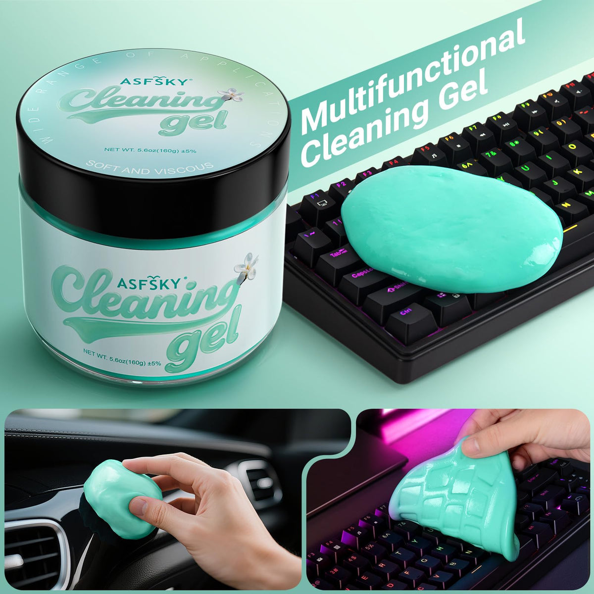 Car Cleaning Gel Universal Cleaning Putty Aromatherapy Scent 4 Pack (22.4 Fl Oz)