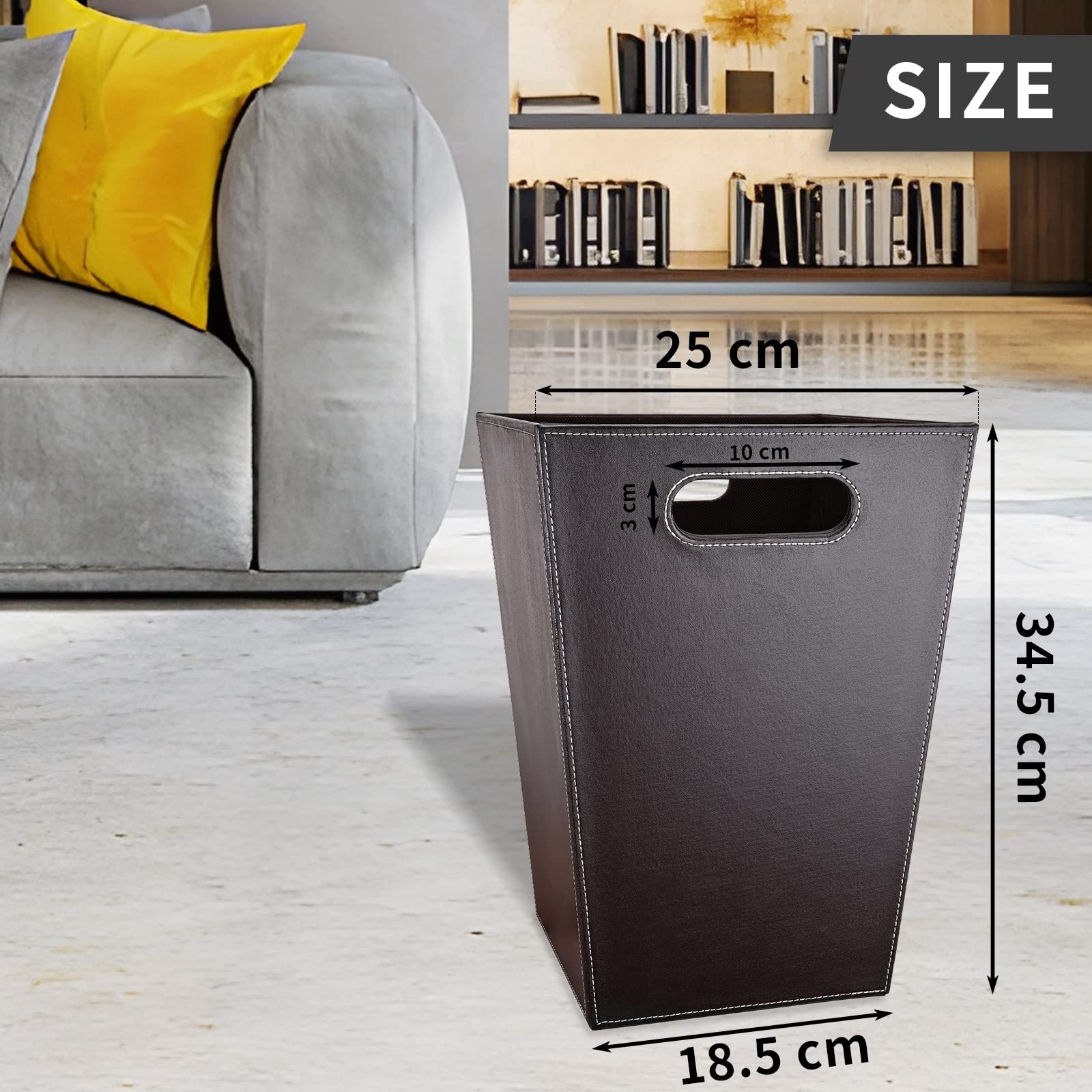 Leather Trash Can Bathroom Wastebasket