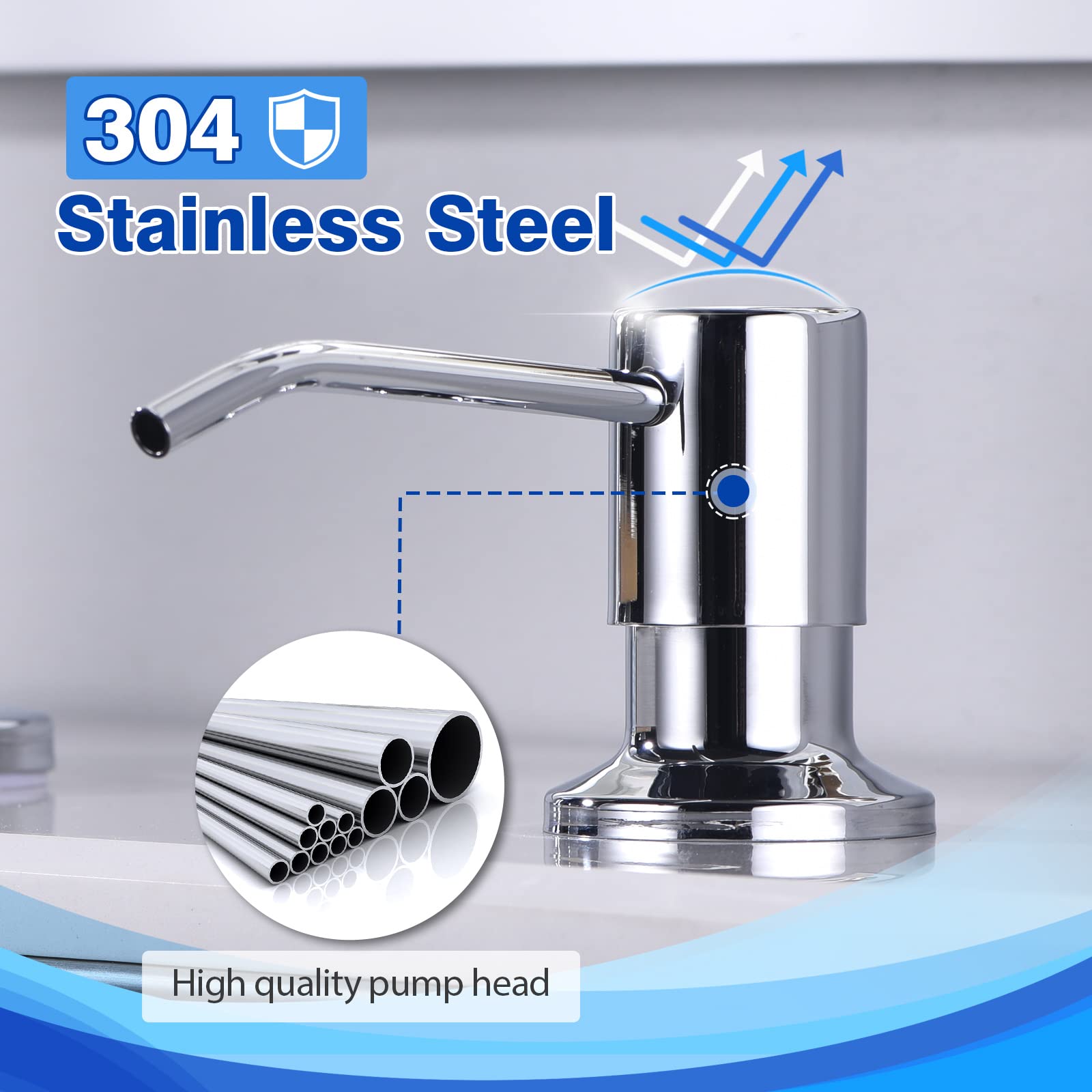 Polished Chrome Soap Dispenser for Kitchen Sink WEWE