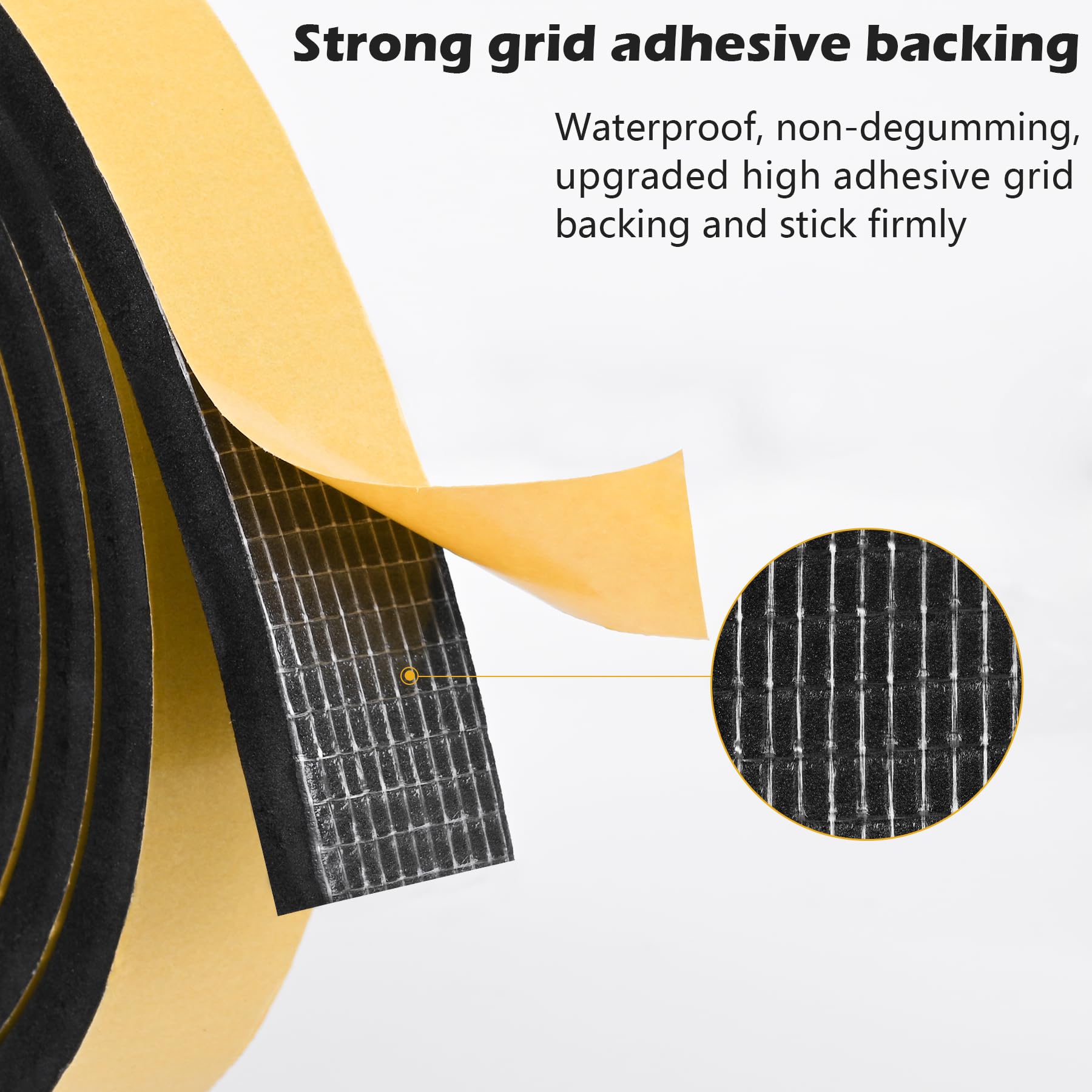 Black Door Window Weather Stripping Self Adhesive Foam Tape High Density Foam Sealing Strip Window Insulation Weatherproof Gasket Tape 1" Wide X 3 (13 Foot)