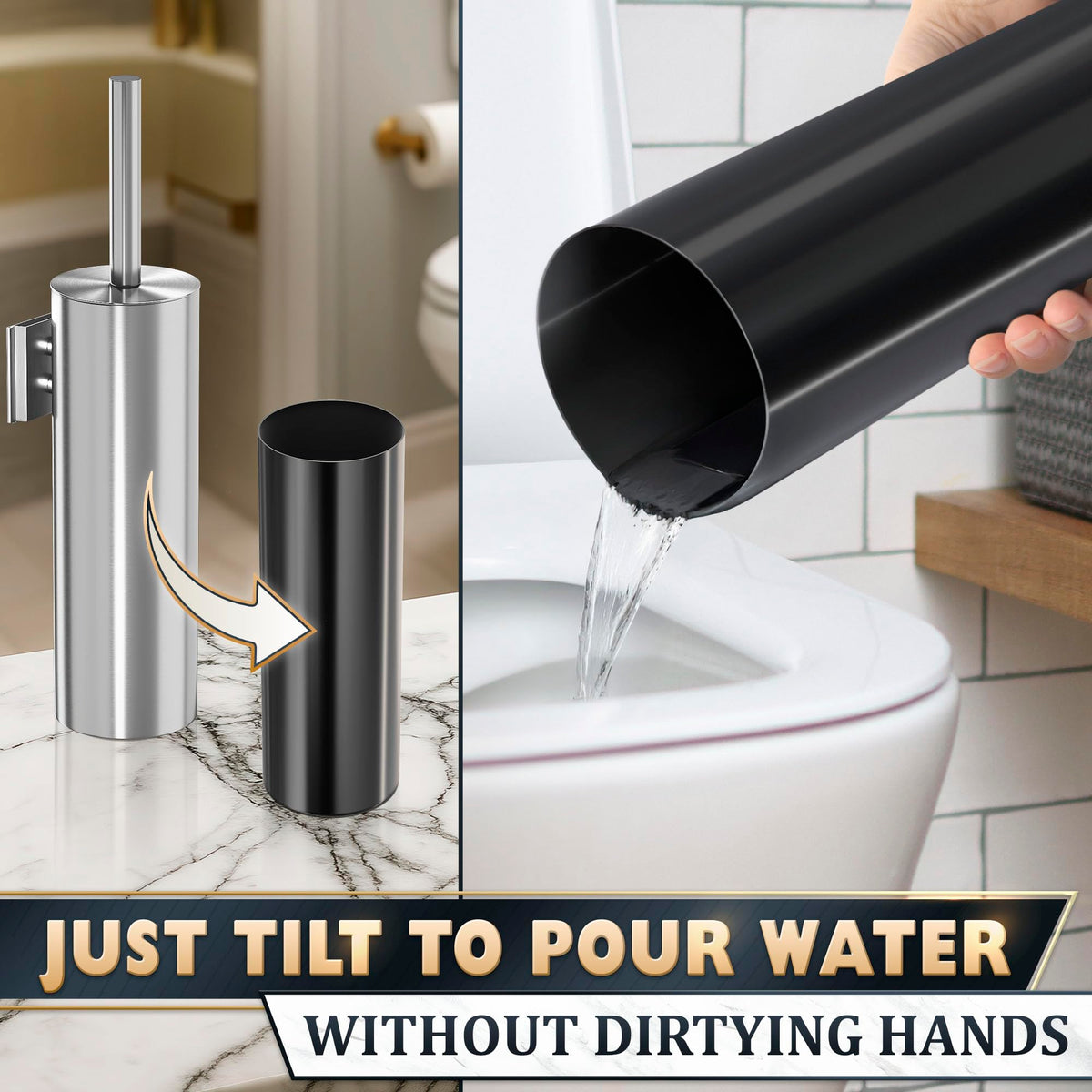 Wall Mounted Toilet Brush and Holder Set
