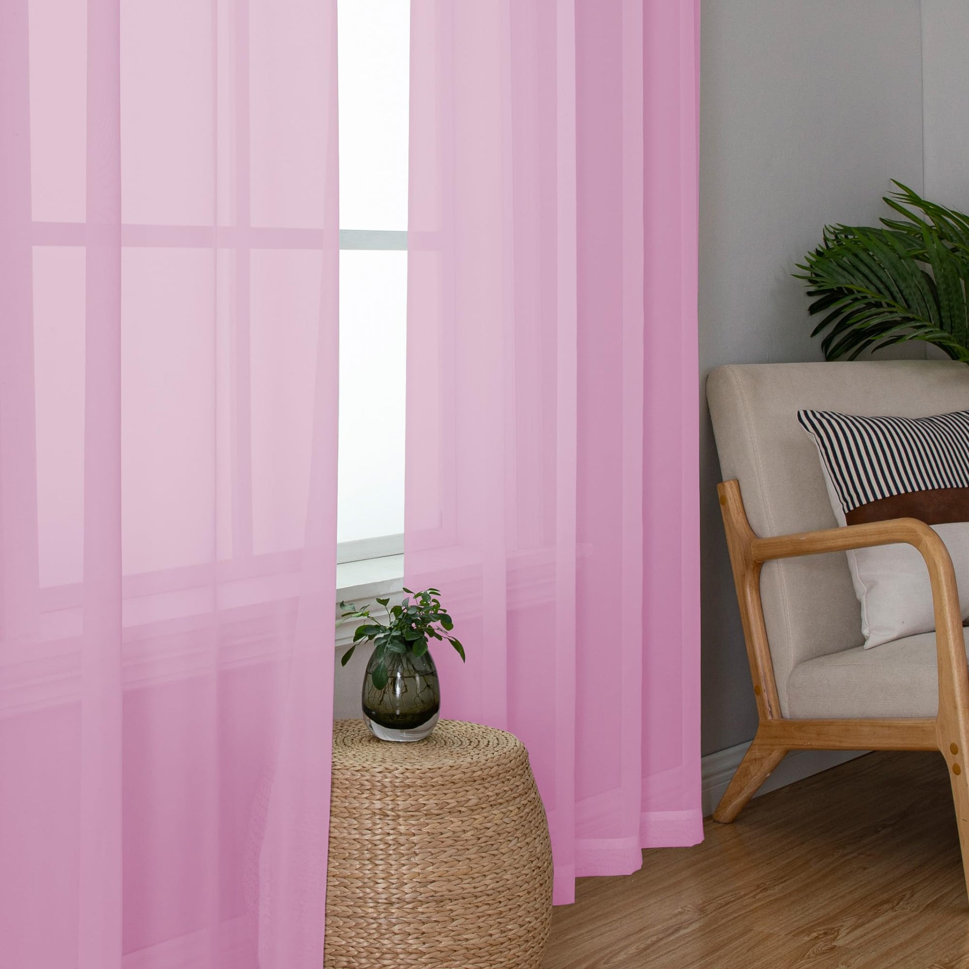 Pink Sheer Curtains 120 Inches Long (2 Count)