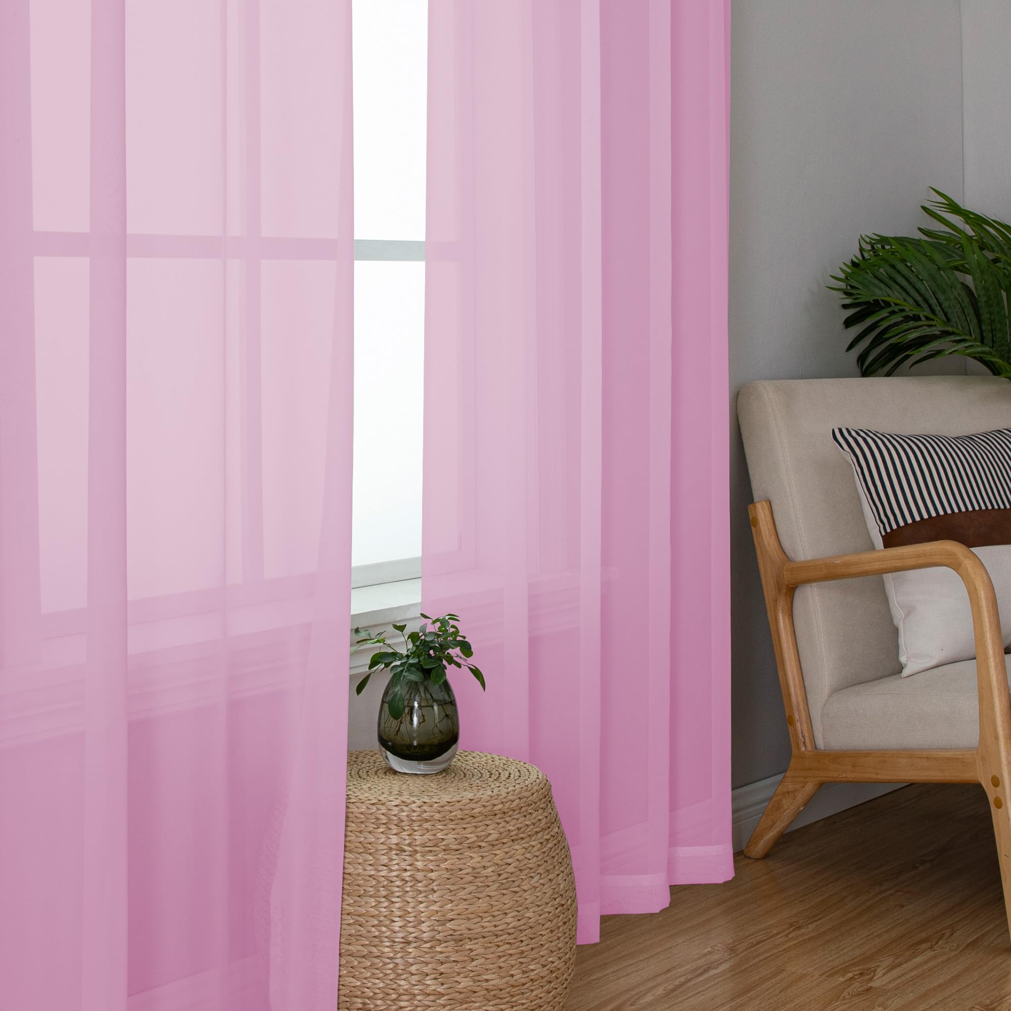 Pink Sheer Curtains 120 Inches Long (2 Count)