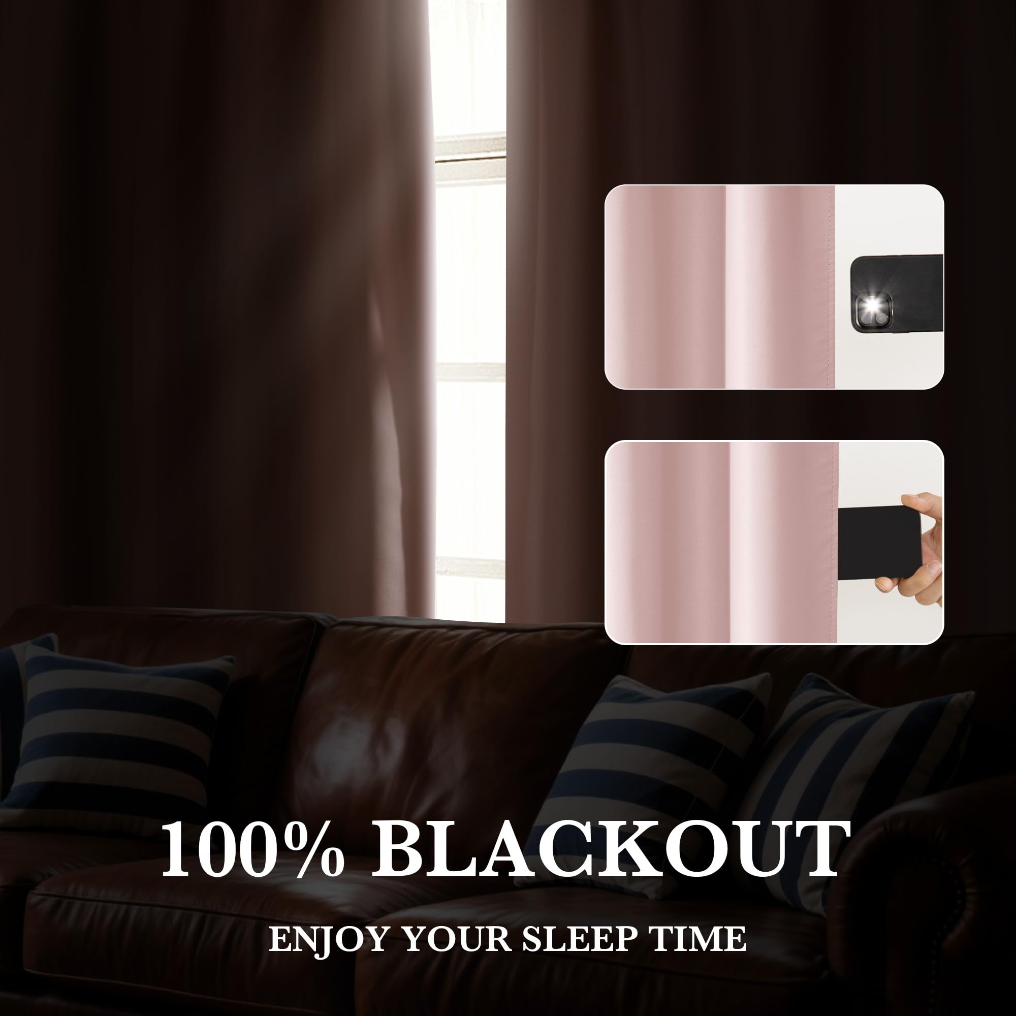 100% Blackout Short Curtains for Small Window (2 Count)