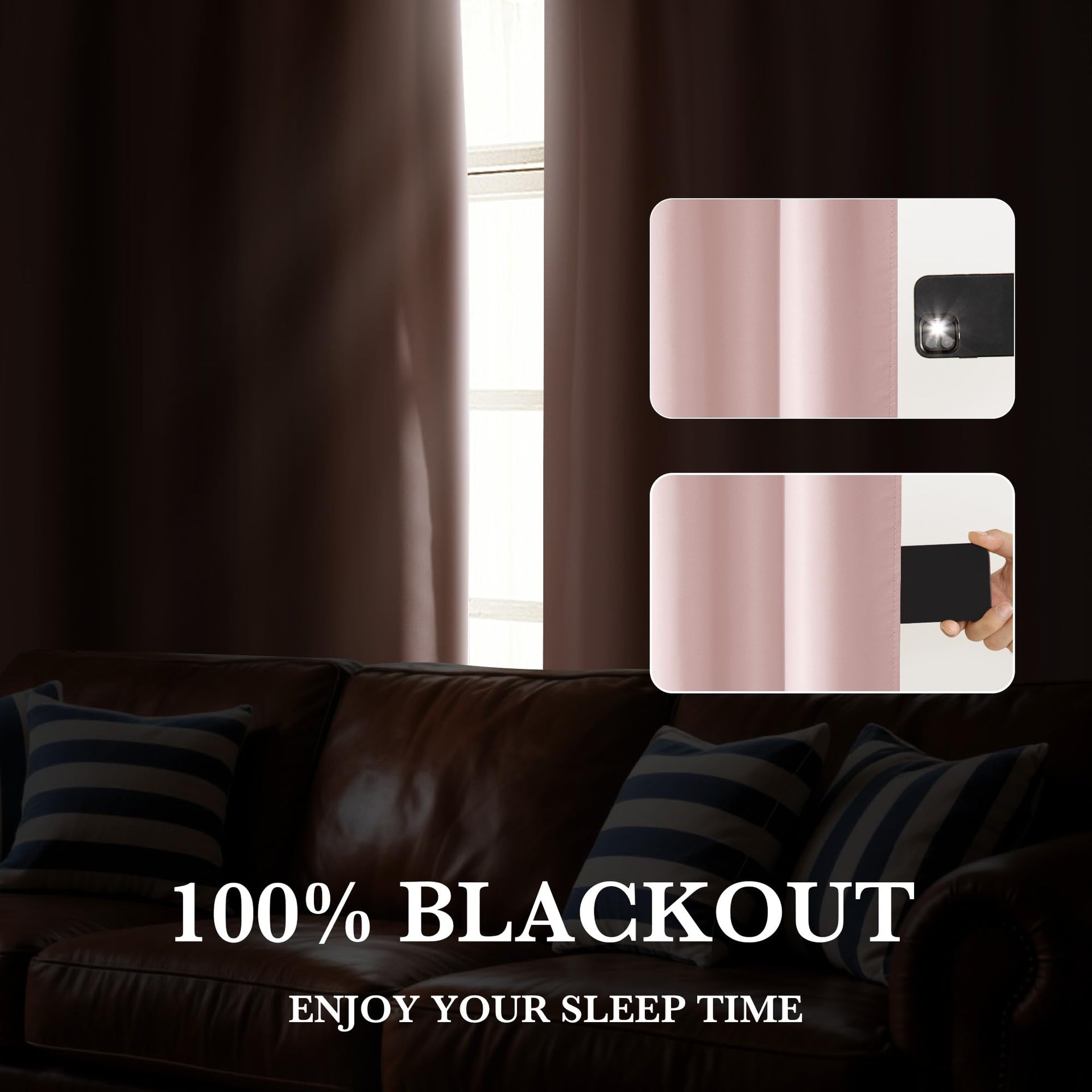 Bedroom Blackout Curtains 63 inches Long (2 Count)