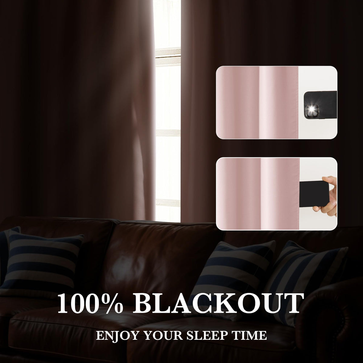 100% Blackout Short Curtains for Small Window (2 Count)