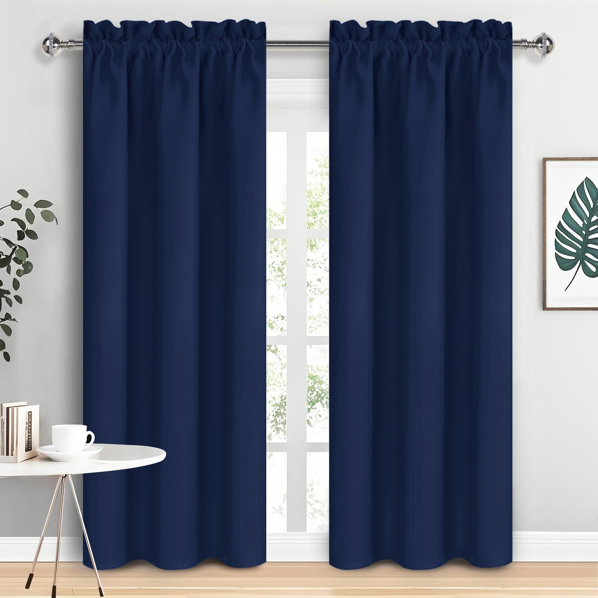 Blackout Curtains for Bedroom 38 x 84 Inch Long Navy Blue 2 Panels (2 Count)