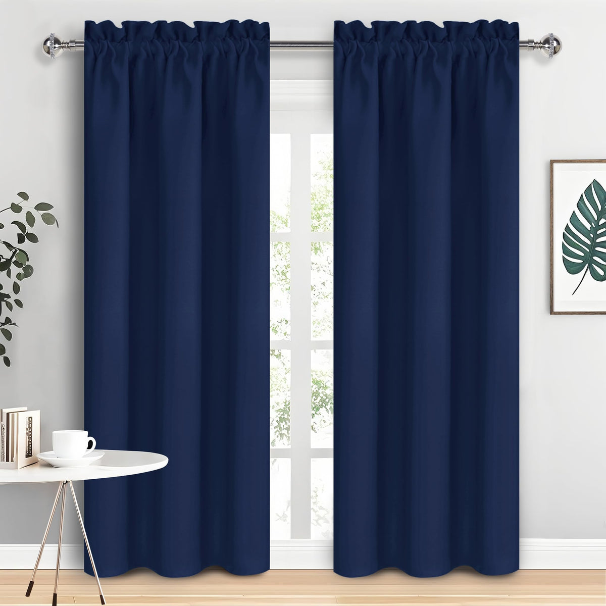 Blackout Curtains for Bedroom 38 x 84 Inch Long Navy Blue 2 Panels (2 Count)