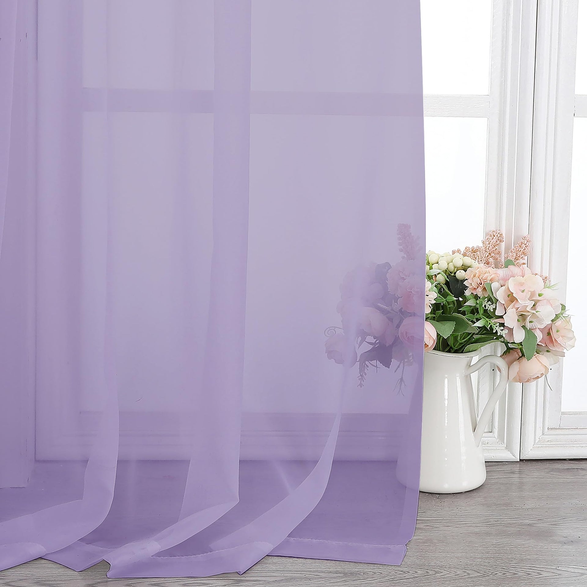 Lilac Sheer Curtains 72 Inch Length 2 Panels (2 Count)