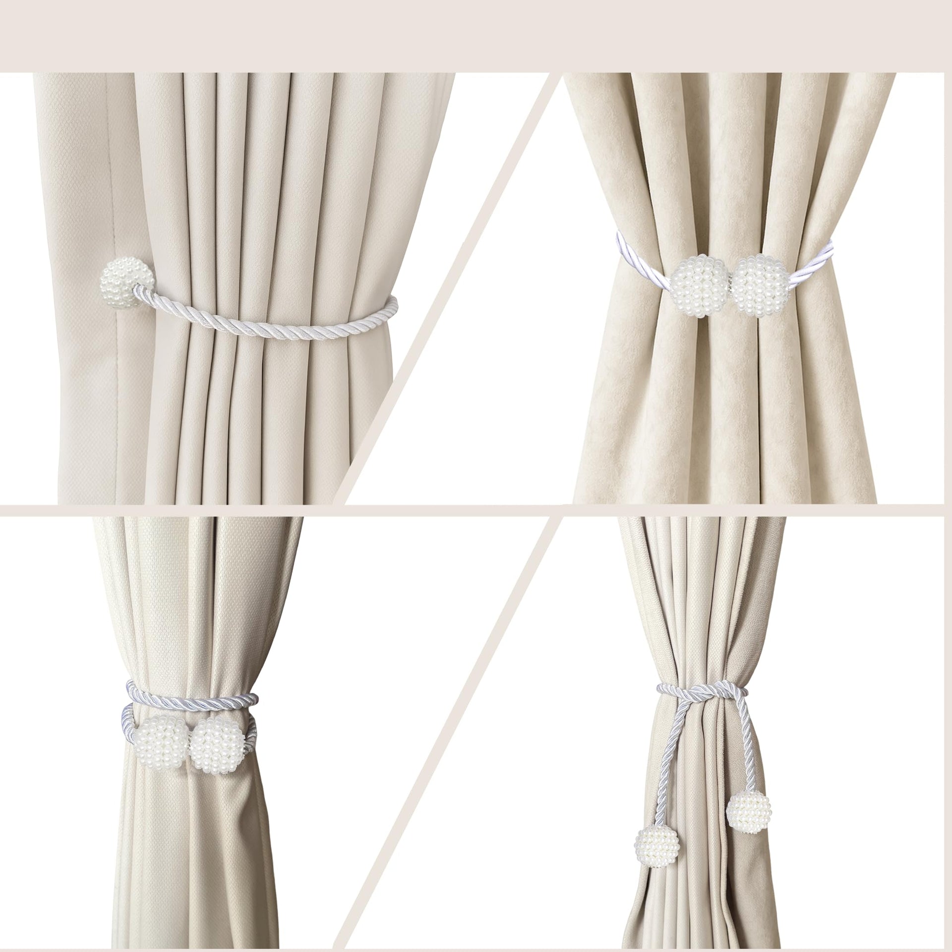 Magnetic Curtain Tiebacks White 6pcs (6 Count)