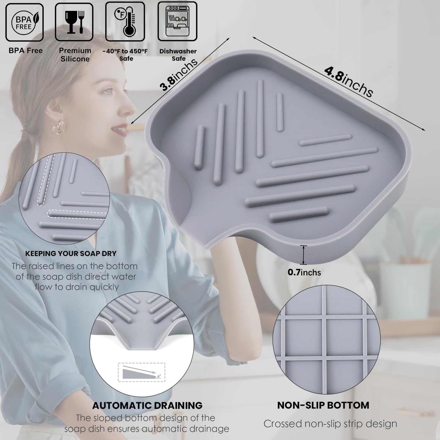 2 Pcs Silicone Soap Dish (3.84 Ounce)