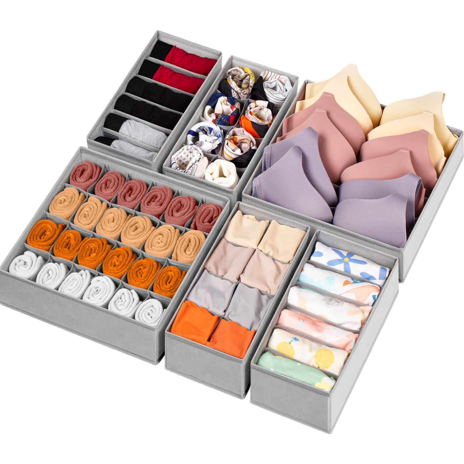 6 Pack Sock Underwear Drawer Organizer Dividers (6 Count)