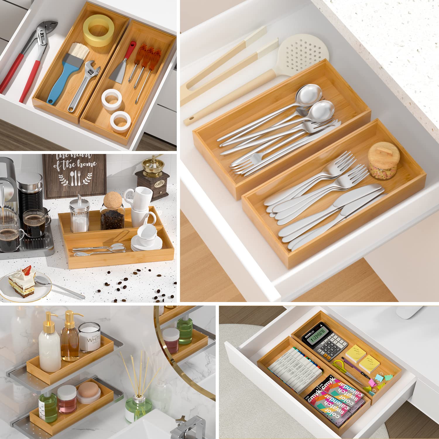 Bamboo Drawer Organizer (2 Count)
