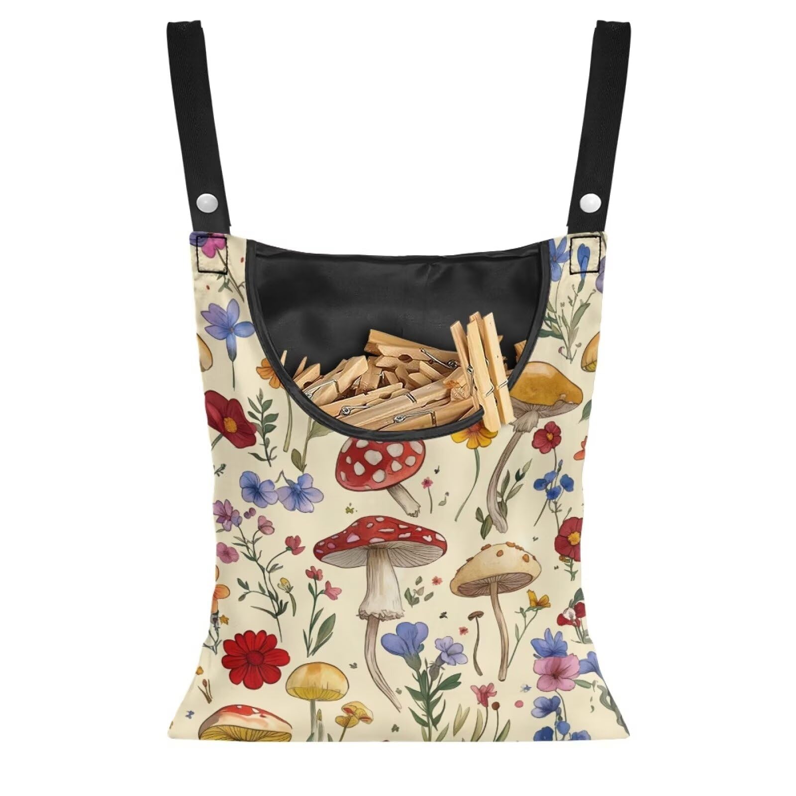 Mushroom Clothespin Bag with Hanging Hook