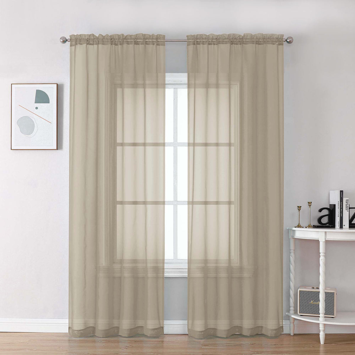 Taupe Sheer Curtains 78 Inches Long 2 Panels Set for Living Room (2 Count)