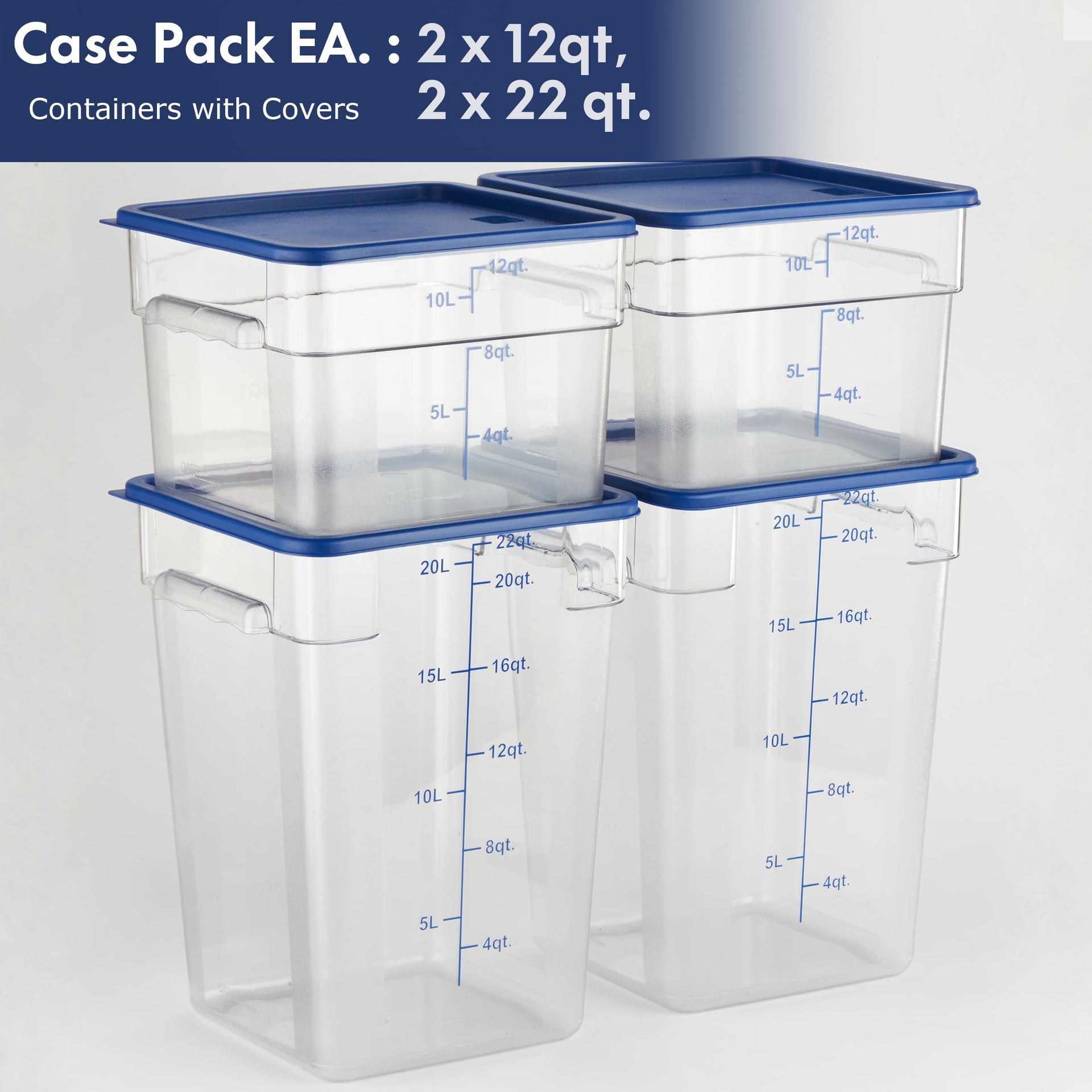 4 Pack Food Storage Containers with Blue Lids (4 Count)