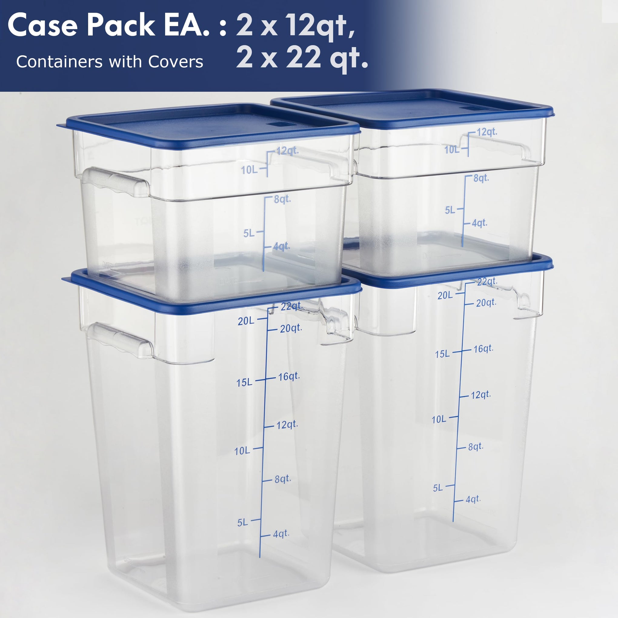 4 Pack Food Storage Containers with Blue Lids (4 Count)