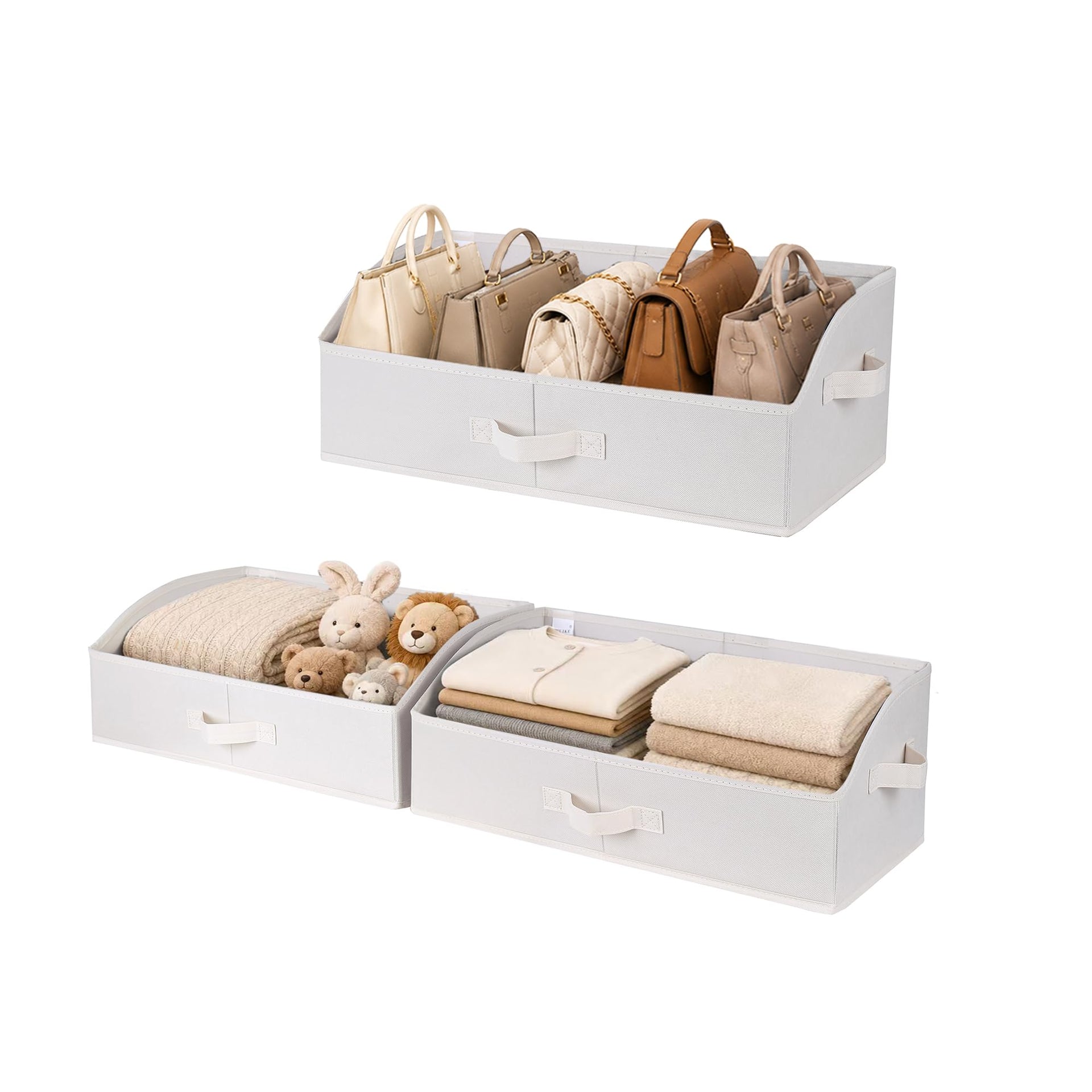 Trapezoid Closet Storage Bins with Handles (3 Count)