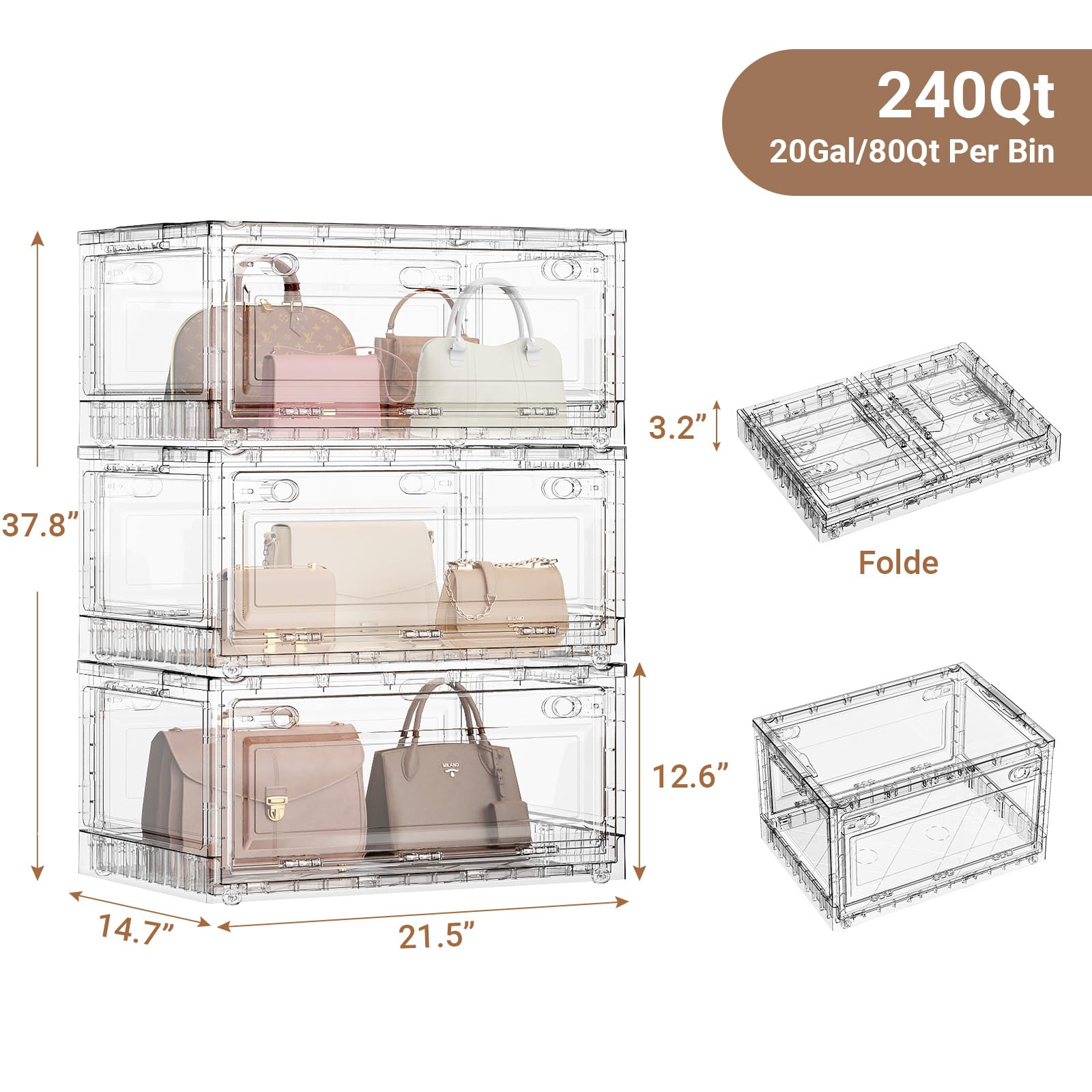 240Qt Stackable Storage Bins with Lids Wheels (3 Count)
