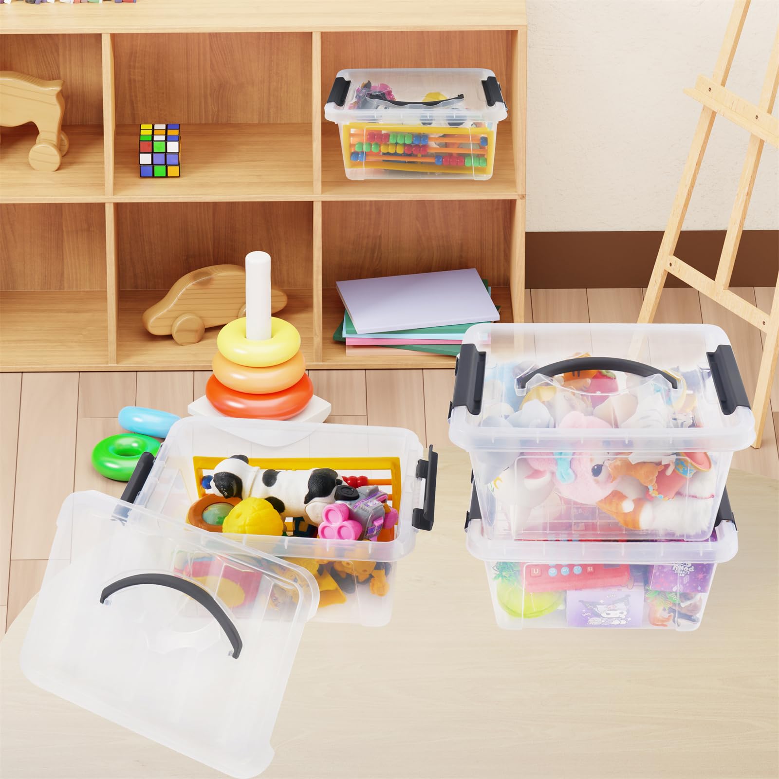 6 Quart Plastic Stackable Storage Latch Bins (6 Count)