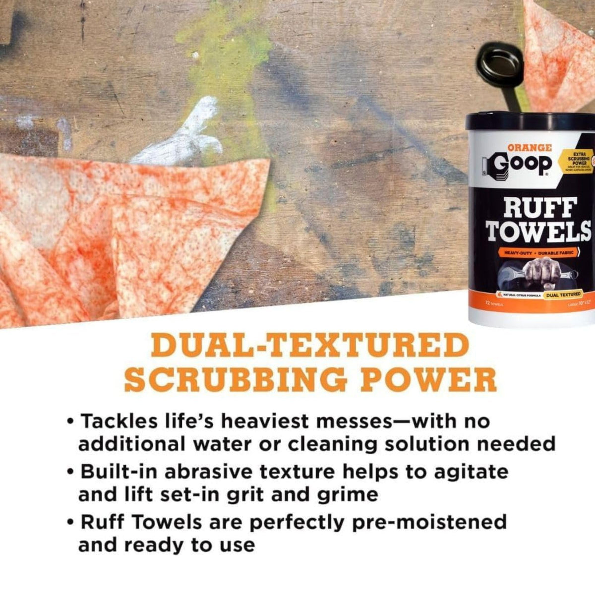 Orange Heavy Duty Ruff Towels with Scrubbing Power (144 Count)