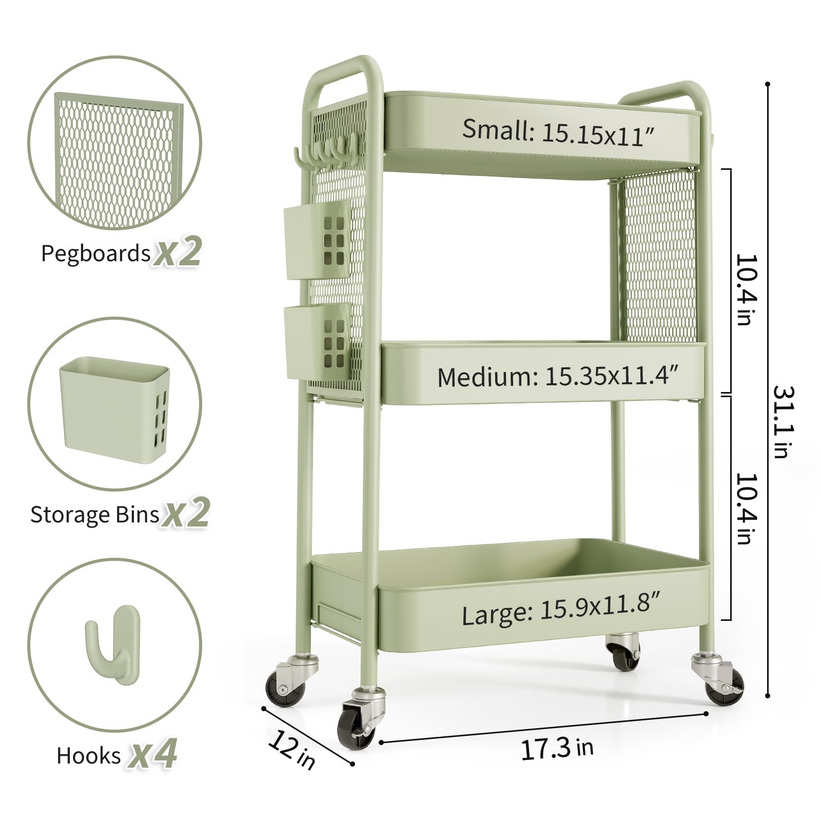 3 Tier Rolling Cart