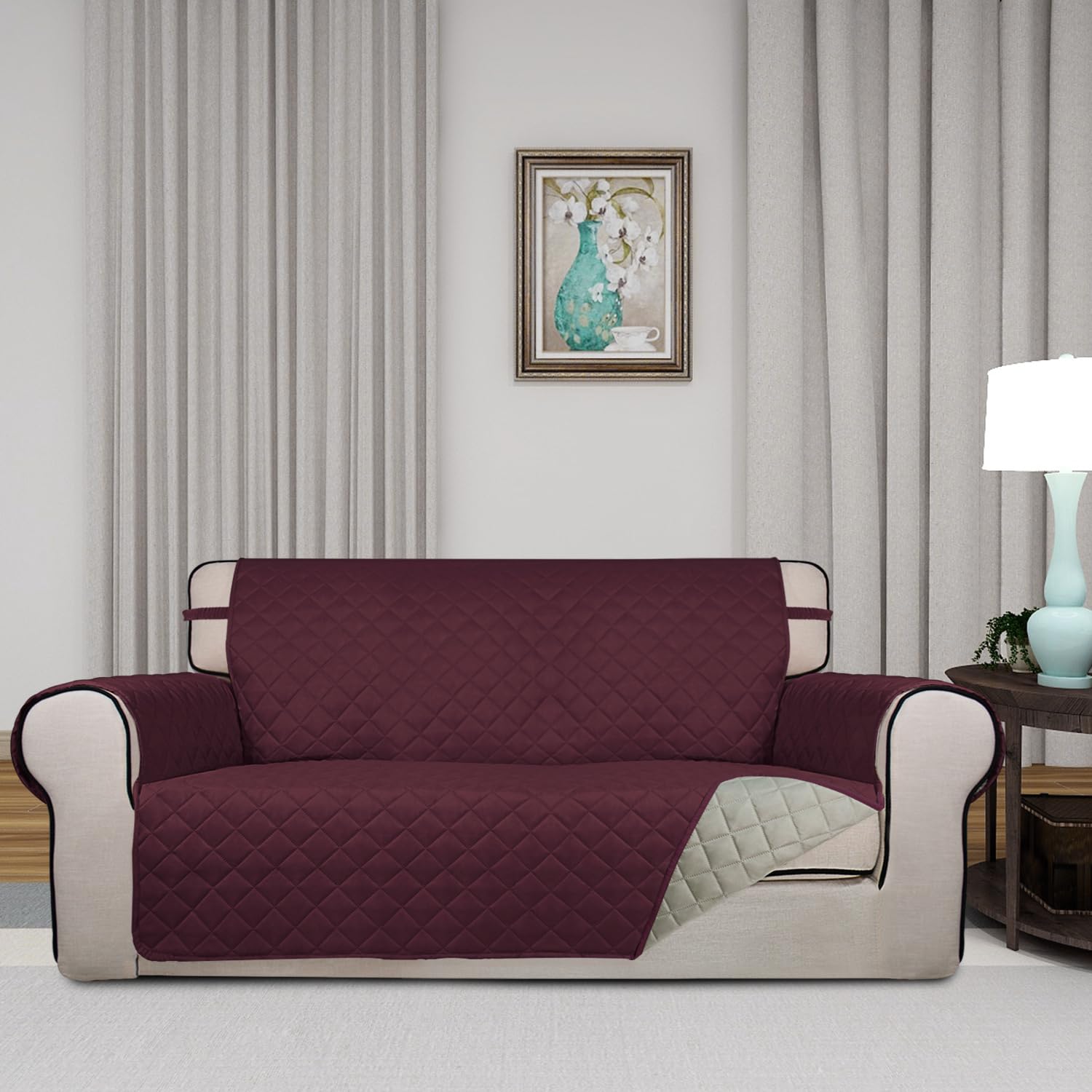 Reversible Quilted Couch Covers for Dogs Loveseat Sofa Cover 54"