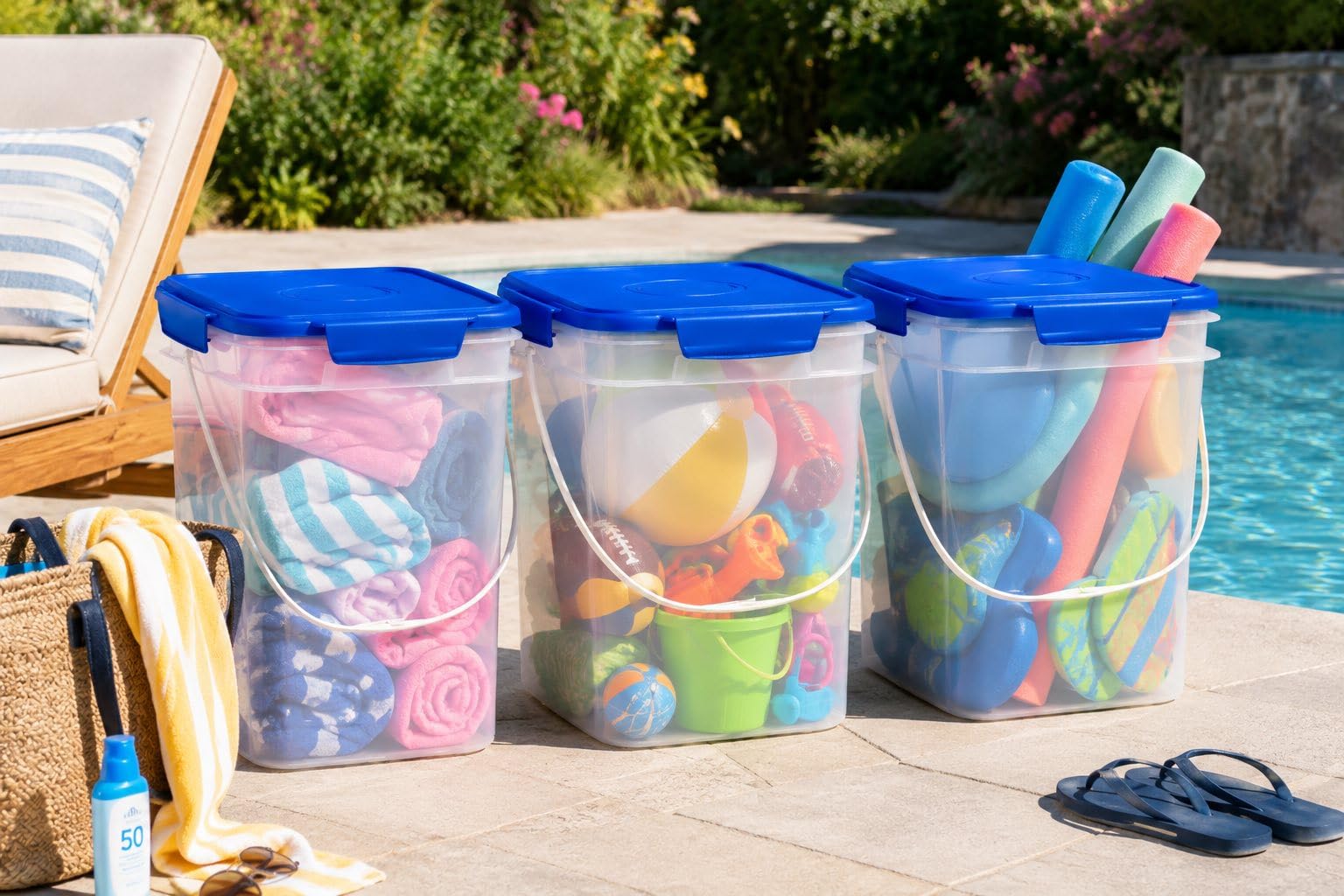 4 Gallon Square Food Grade Bucket Pail with Plastic Handles and Lid