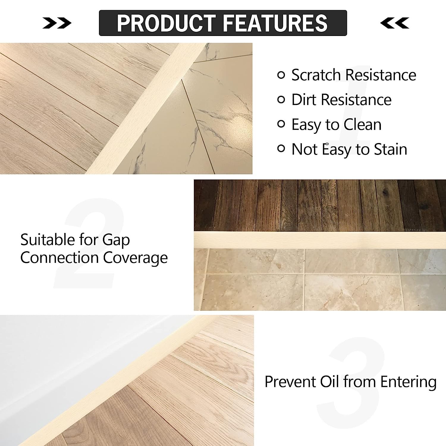 5Ft Floor Transition Strip Self Adhesive Vinyl Cover Floor Strip Flat Divider Transition Strip Wood Grain Design for Laminate Floor Gaps and Doorway Transitions