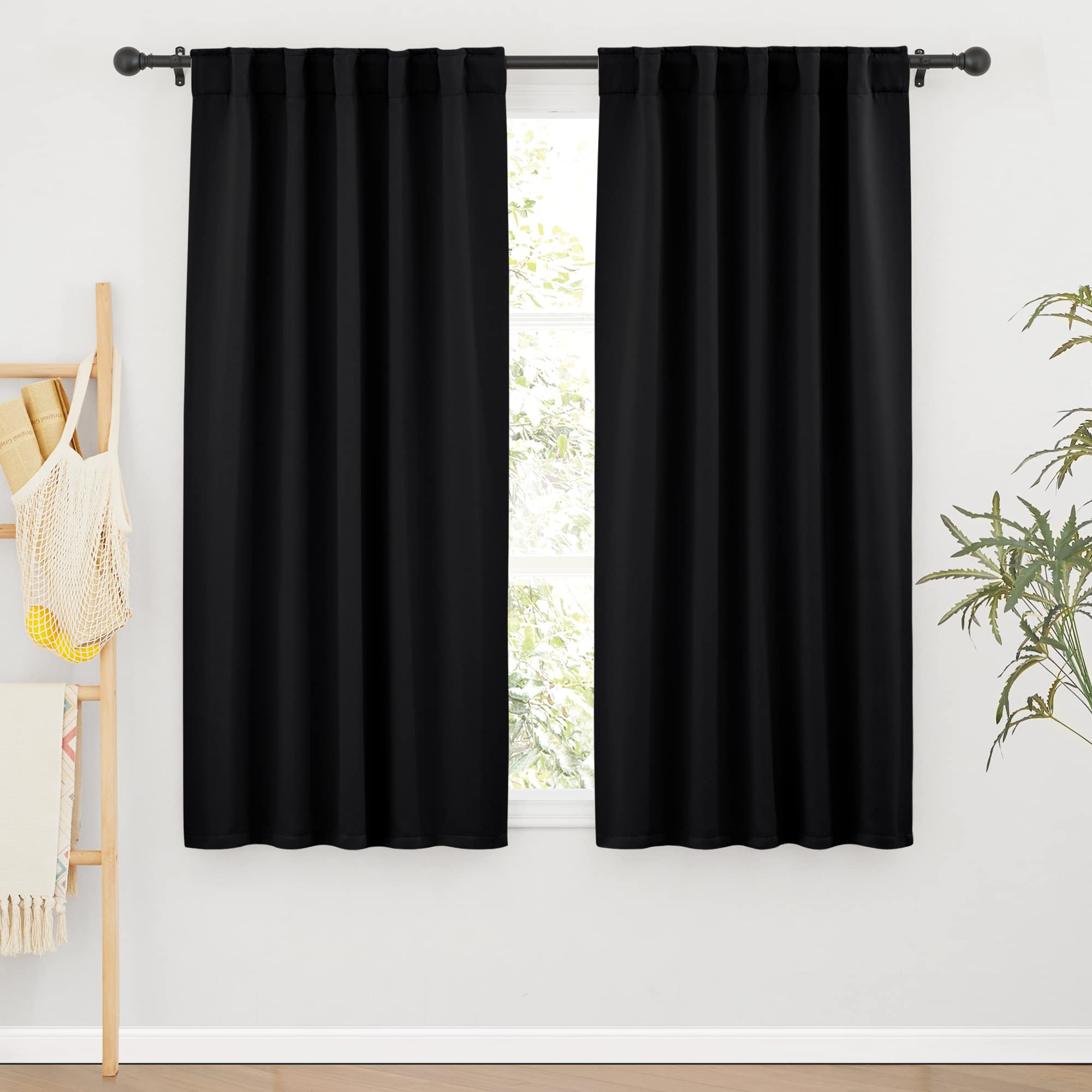 Blackout Curtains 63 inches Long for Bedroom (2 Count)