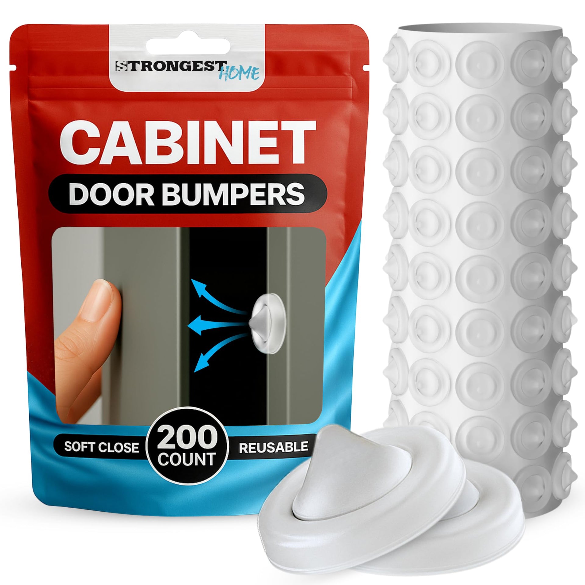 Cabinet Door Bumper 200 Pack Clear Rubber (200 Count)