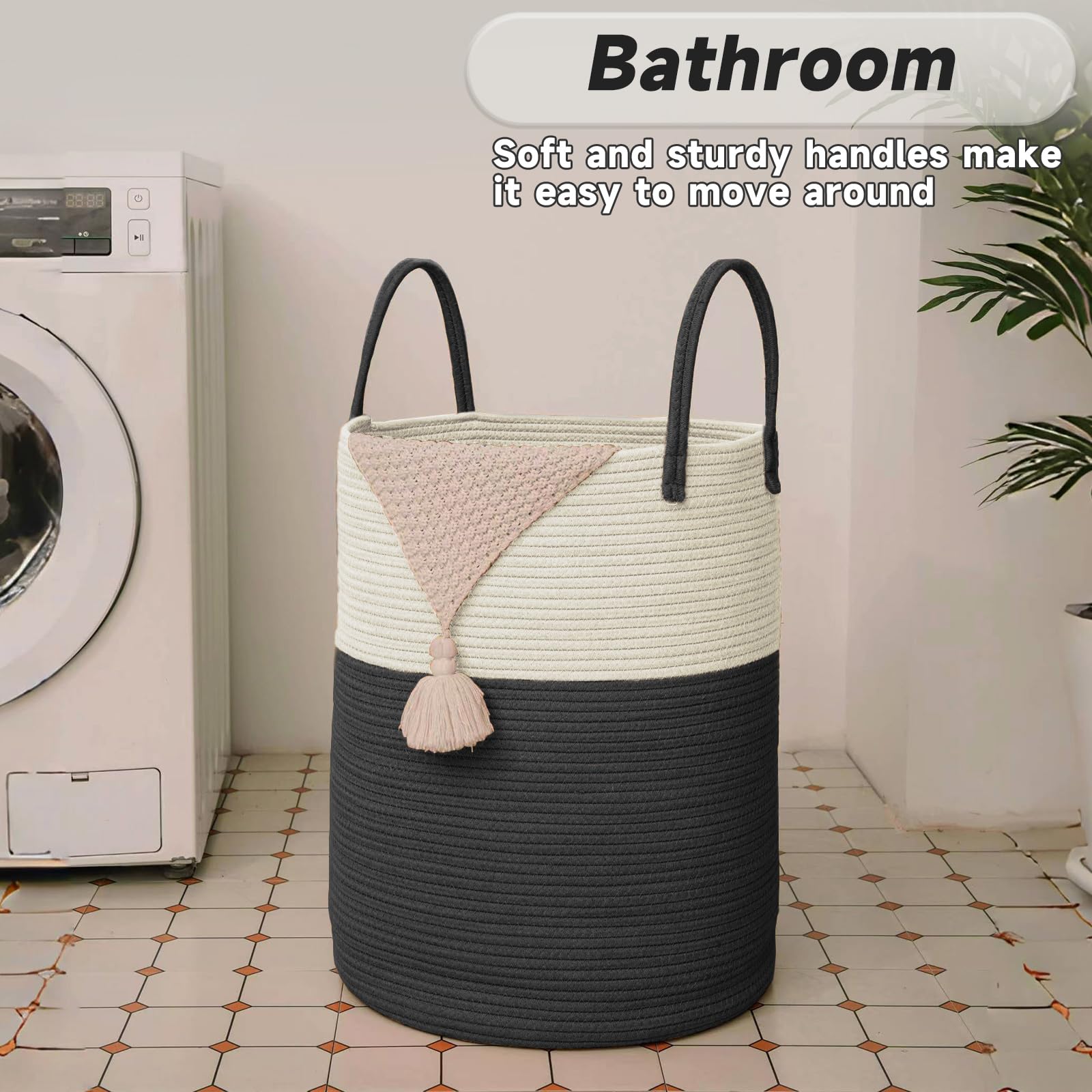 100L Cotton Rope Laundry Basket Hamper