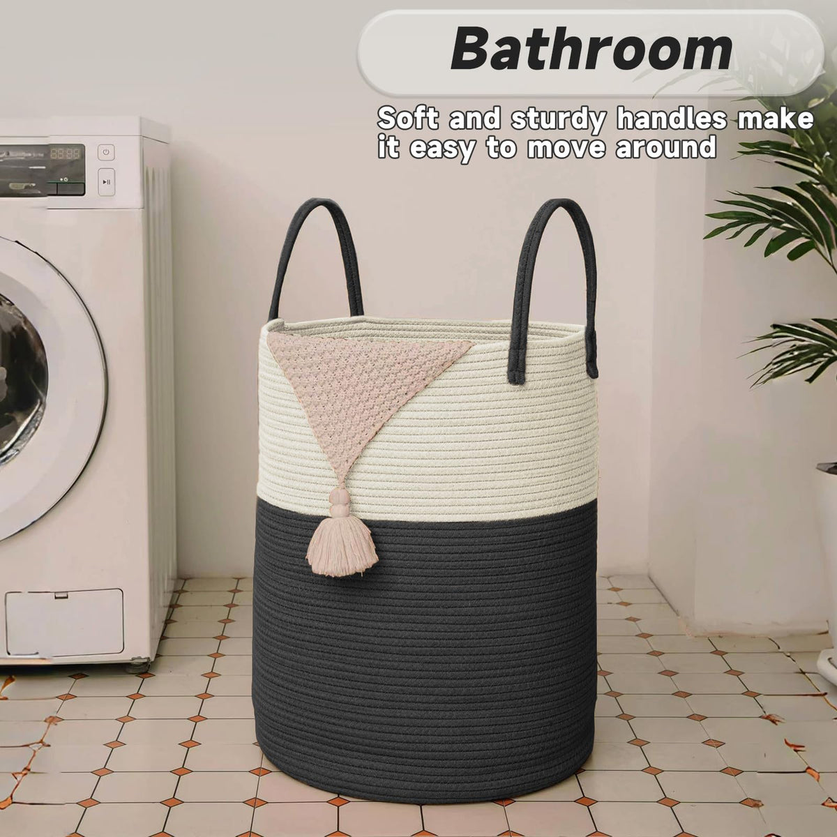 80L Cotton Rope Laundry Basket Hamper