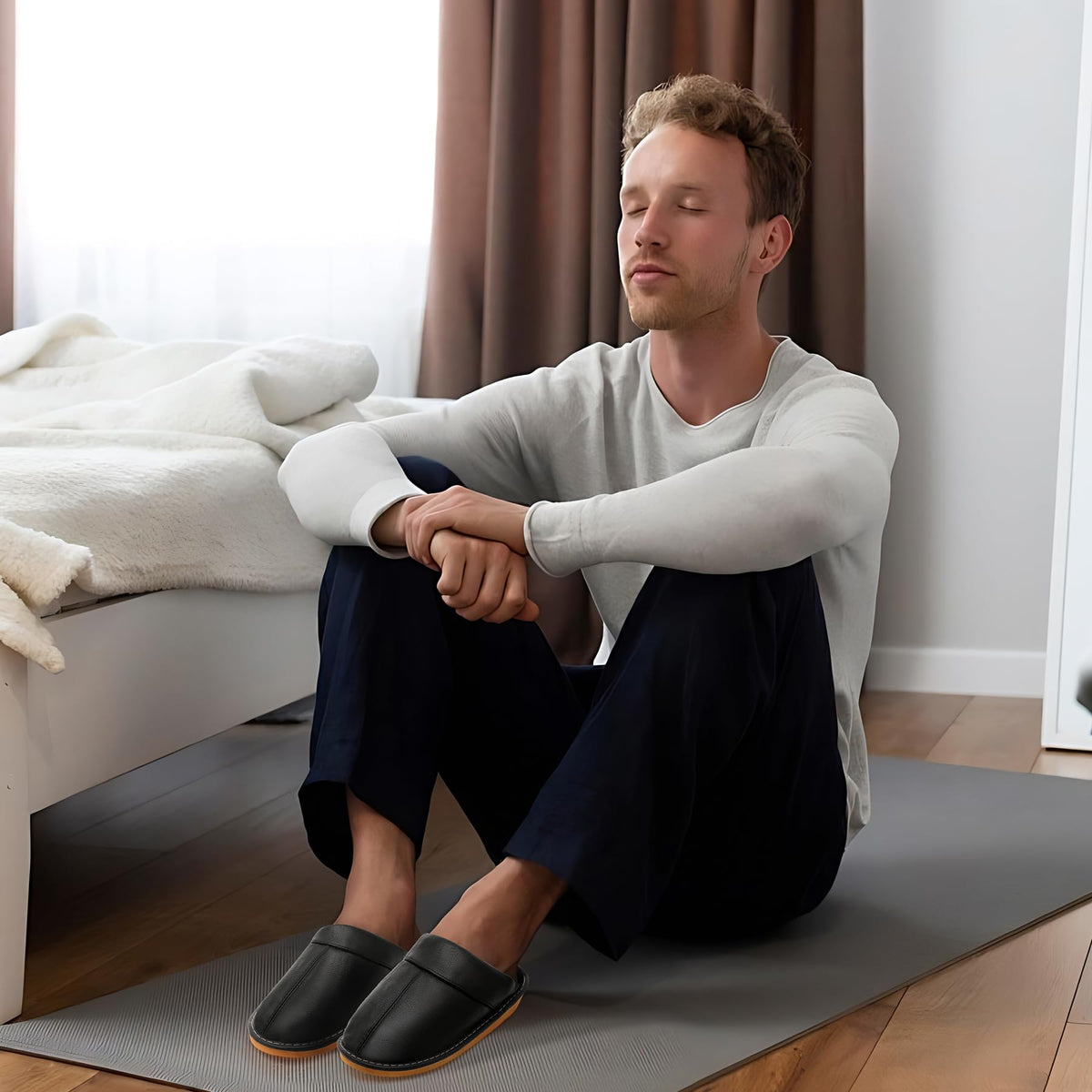 Genuine Leather Slippers for Women Men