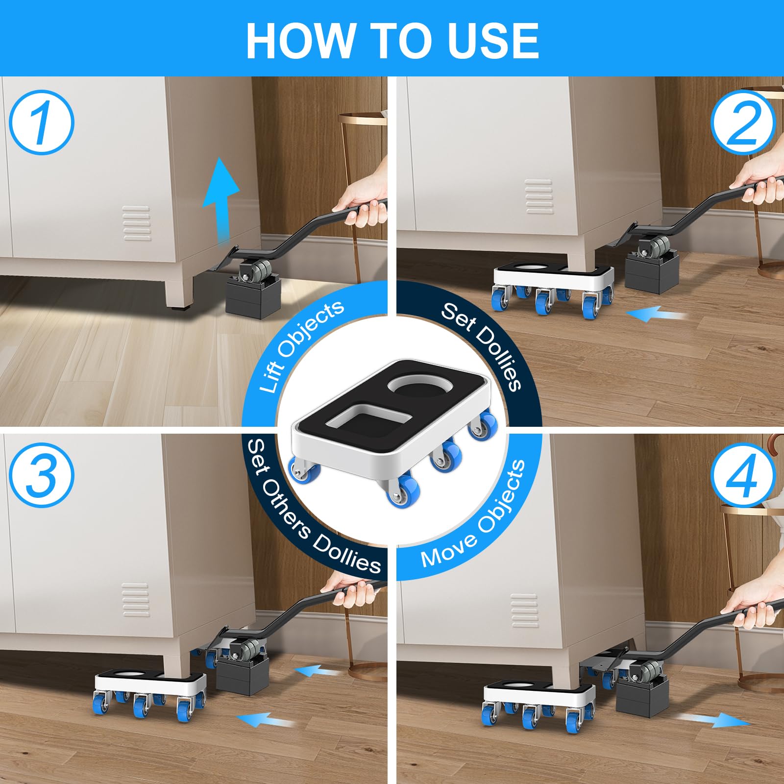 Furniture Dolly with Dual Groove Design (4 Count)
