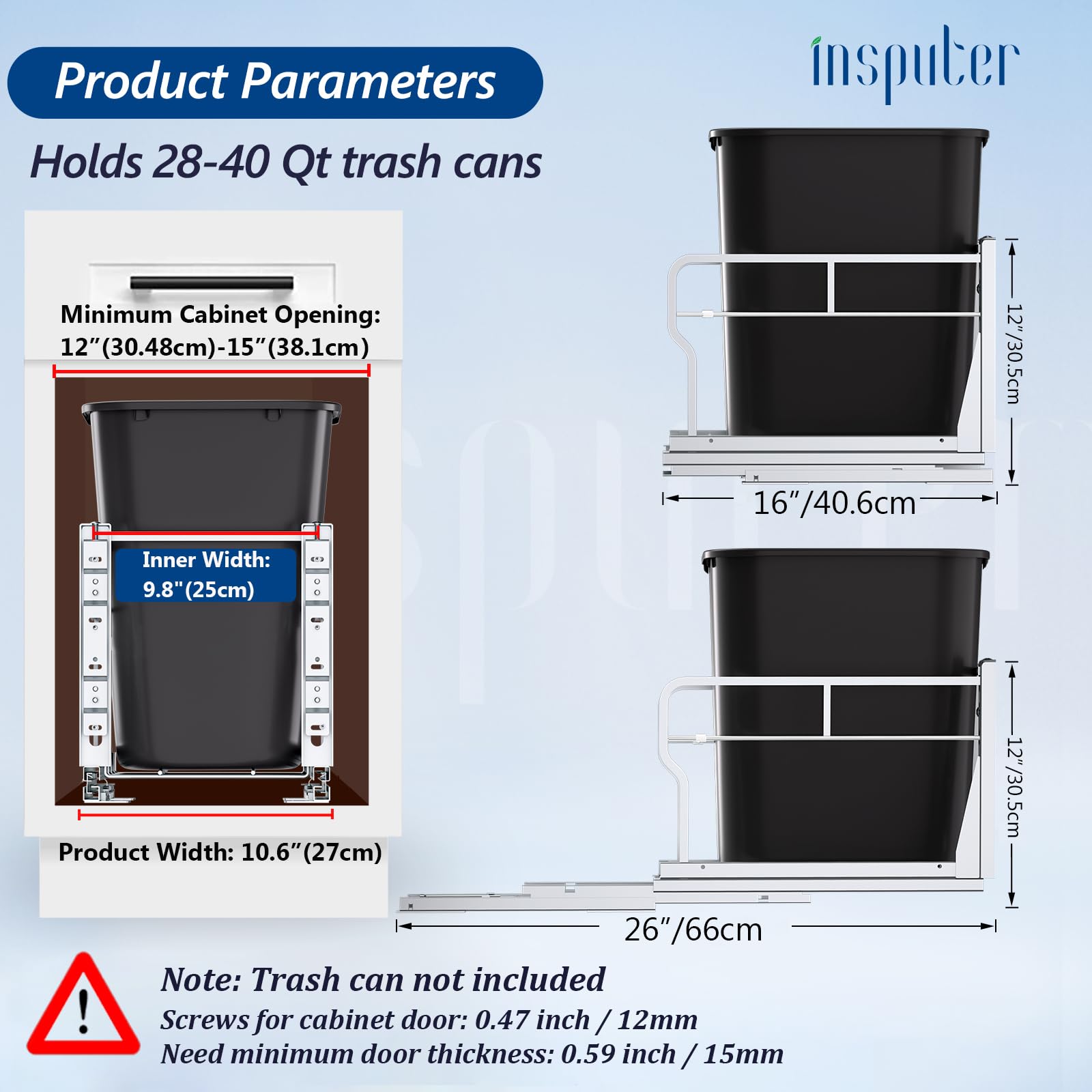 Pull Out Trash Can Under Cabinet with Soft