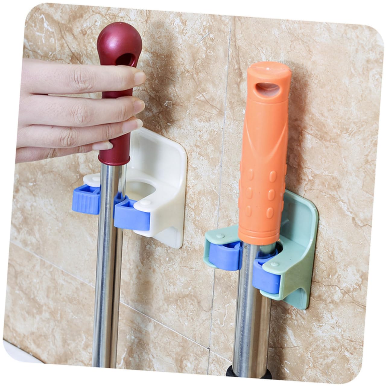 2pcs Broom and Mop Holder Clip Strong Self