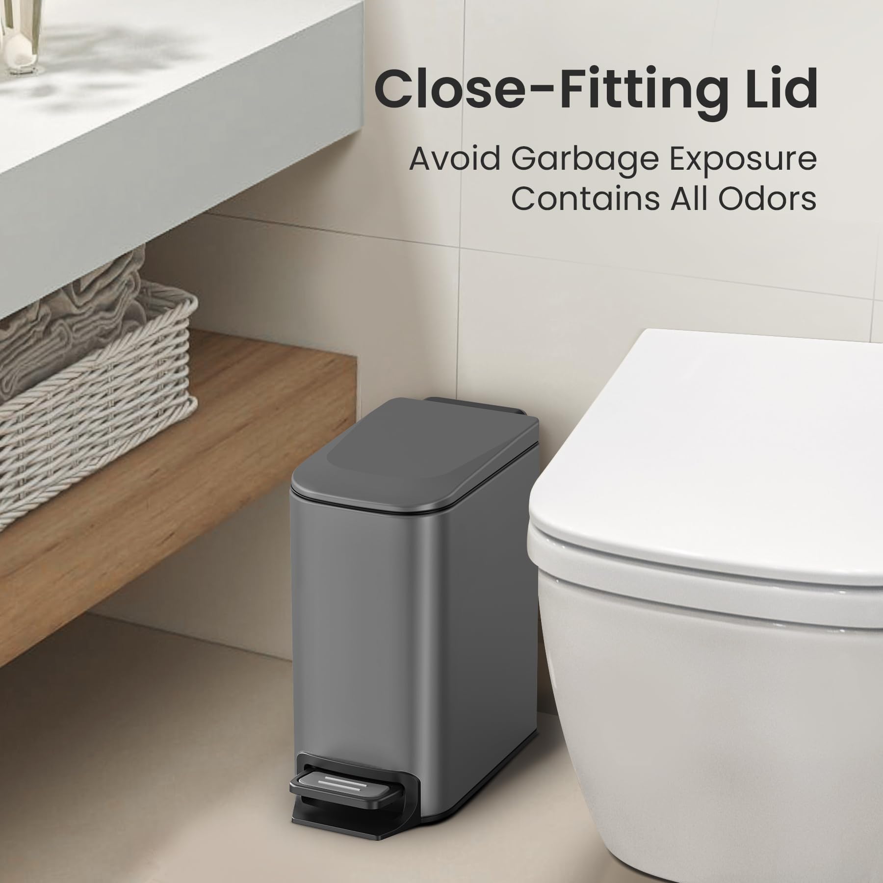 Small Bathroom Trash Can with Lid